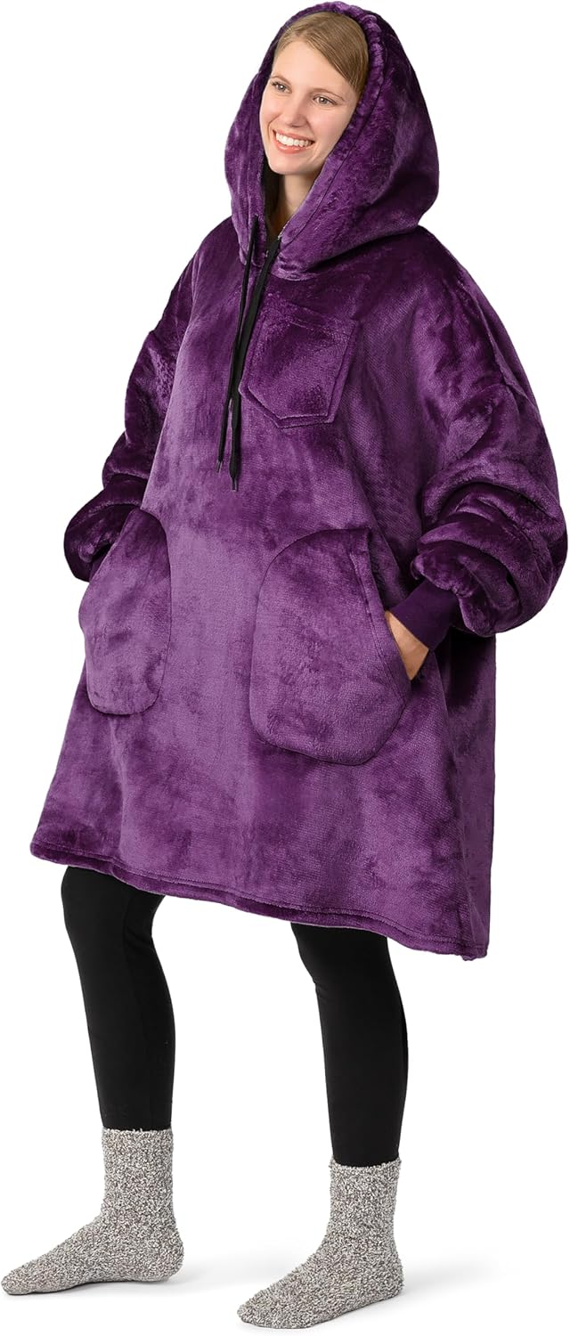 PAVILIA Blanket Hoodie for Women, Sherpa Wearable Blanket Men, Oversized Sweatshirt Blanket, Fleece Hooded Blanket Sweater