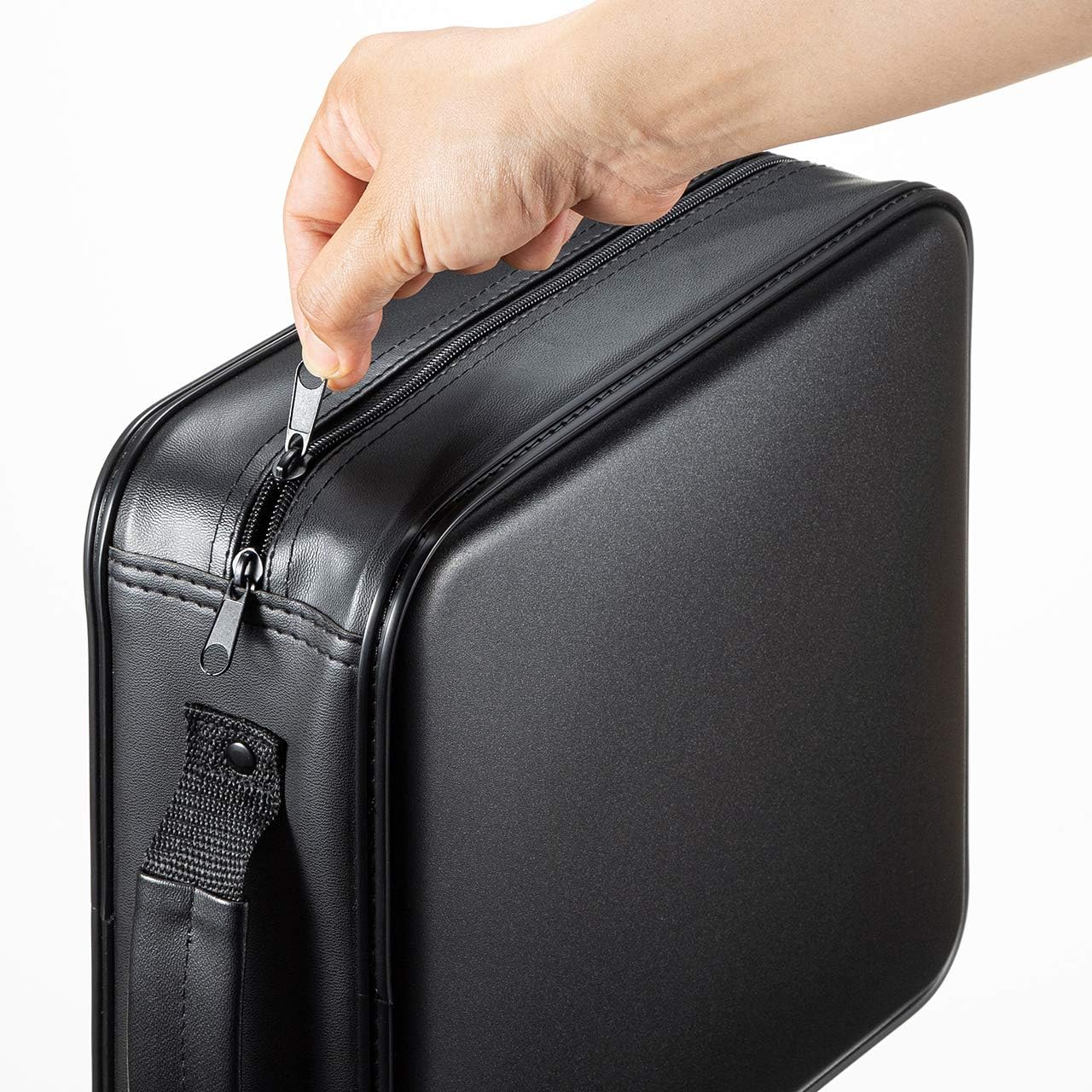 SANWA 320 Capacity CD Case, Large CD Sleeves, Portable DVD VCD Storage Box, Portable Zipper Bag, EVA Protective Blu-ray Wallet with Handle, For Car, Home, Office, Games Disc, Audio Music, Black