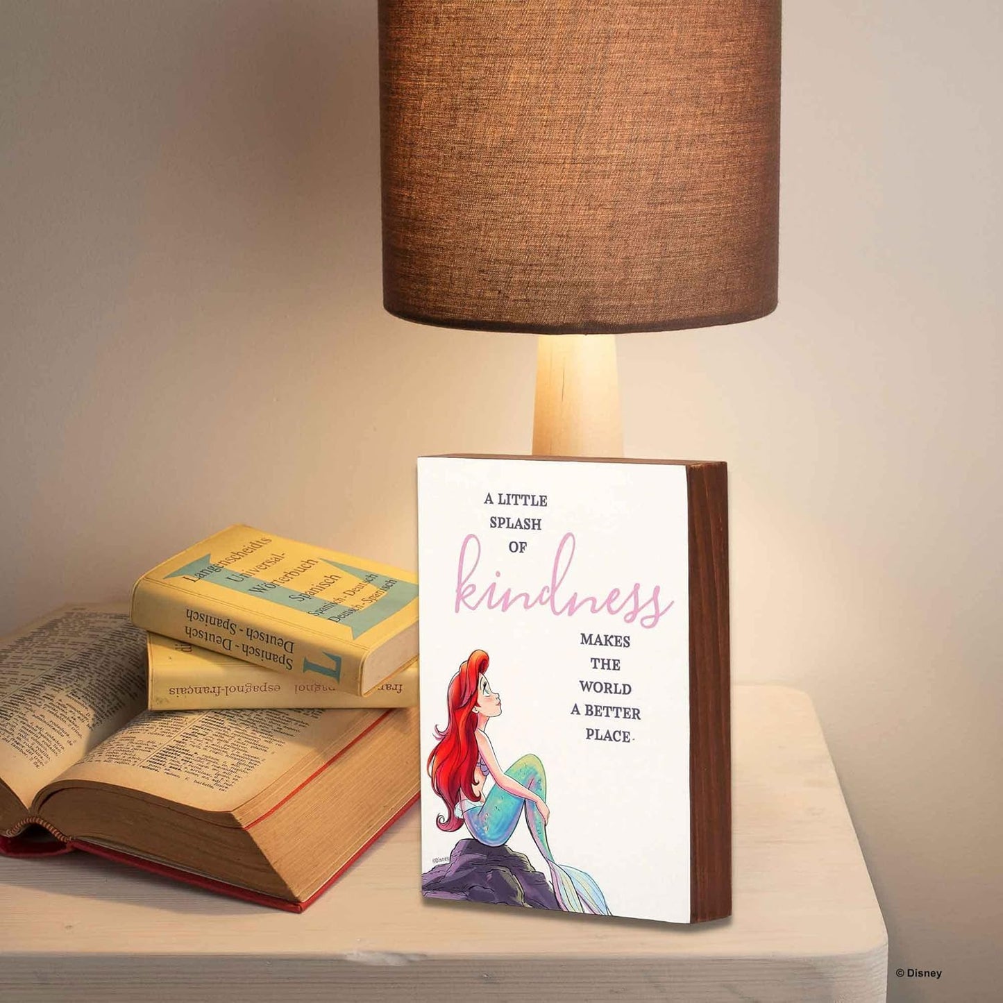 Disney Princess The Little Mermaid Ariel Wood Block Decor - A Little Splash of Kindness Makes The World a Better Place