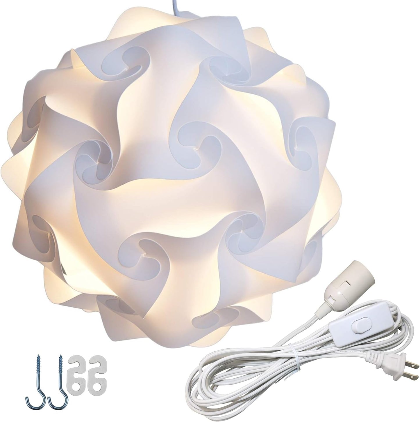 DIY IQ Jigsaw Puzzle Lamp Shade Ceiling Pendant Lampshade Kit with 15 Feet Hanging Cord (White, M-10 inch)