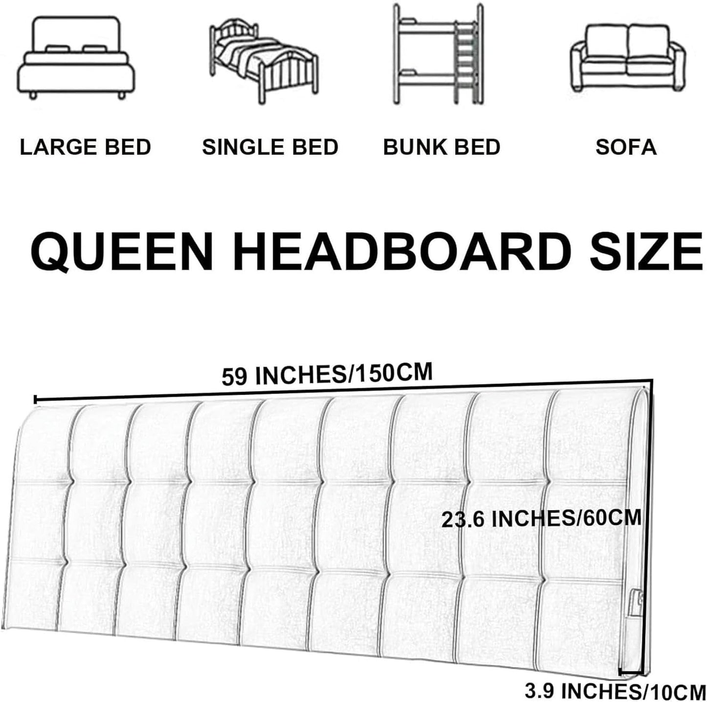 AMNOOL Rectangular Headboard Upholstered Wall Mount Pillow Fleece Reading Support Cushion Large Rest Backrest Removable Lumbar Headboard Bolster for Tatami Daybed
