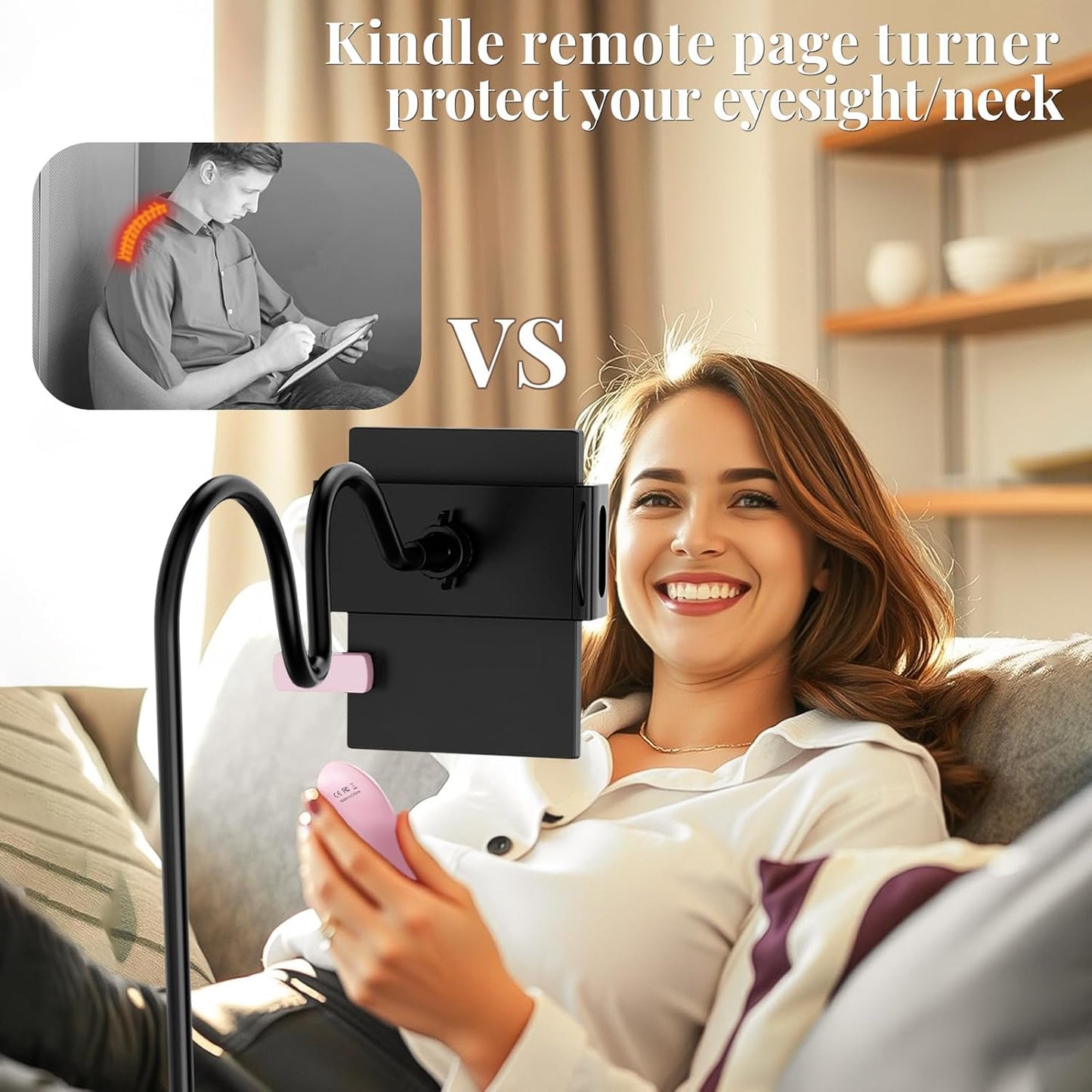 Kindle Page Turner with Dust Plug Charm, Remote Control Page Turner for Kindle Paperwhite Oasis EReaders Kobo,Tablets Reading Novels Camera Record & Shutter Selfie-Quiet Reading & Unobstructed Screen