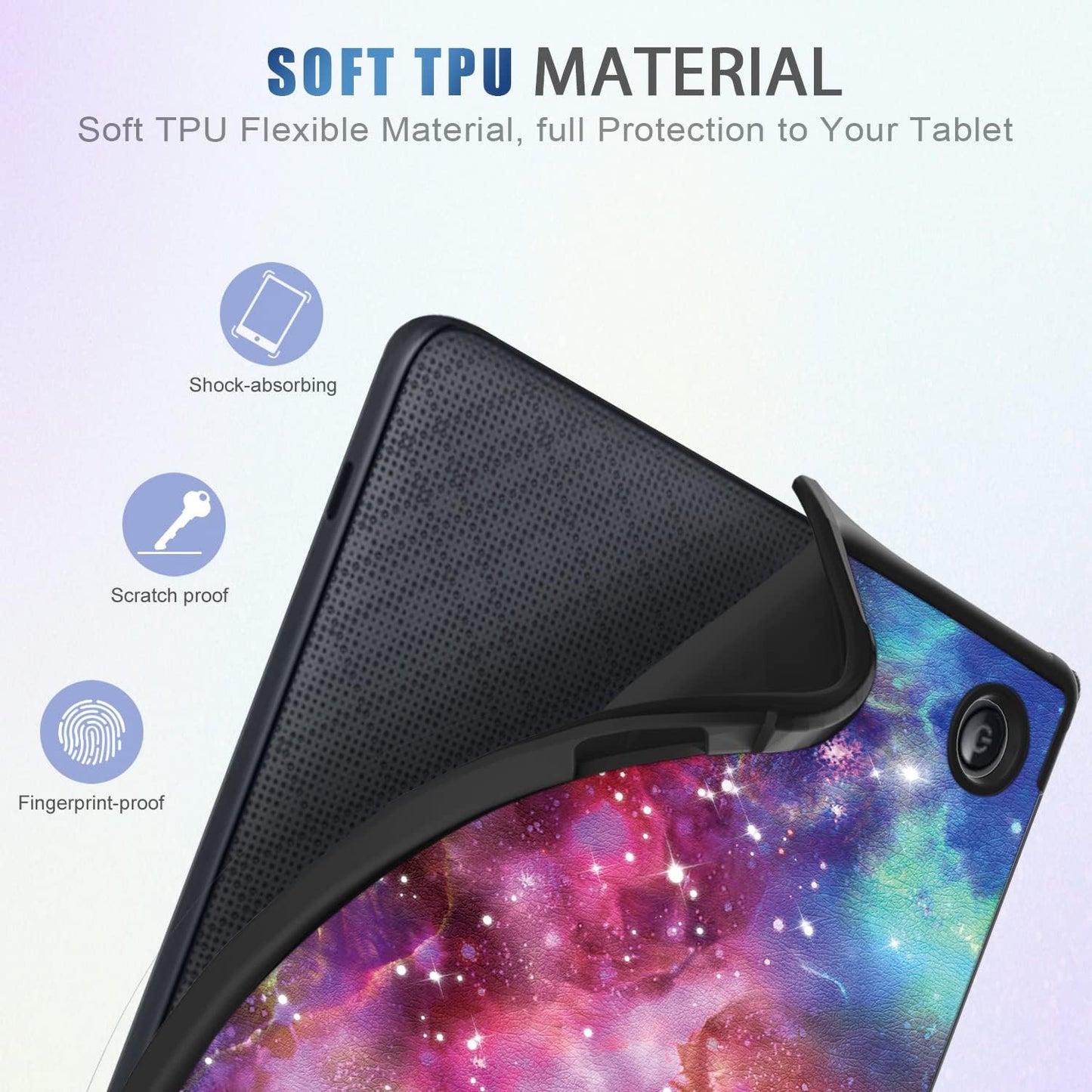 Soft TPU Case Compatible with Kobo Libra Colour & Kobo Libra 2 7" Slim Lightweight Shell with Stand Function Auto Wake/Sleep Smart Cover,Galaxy