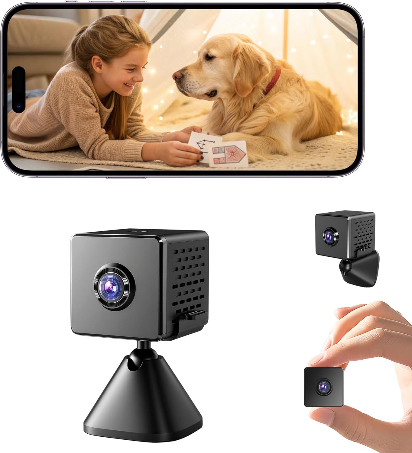 Spy Camera, 4K Hidden Camera with Live View, Plug-in Mini Camera with 24/7 Recording, Nanny Cam with Motion Alerts, Cloud & TF Storage, Night Vision Spy Cam, Wired Indoor Cameras for Home Security