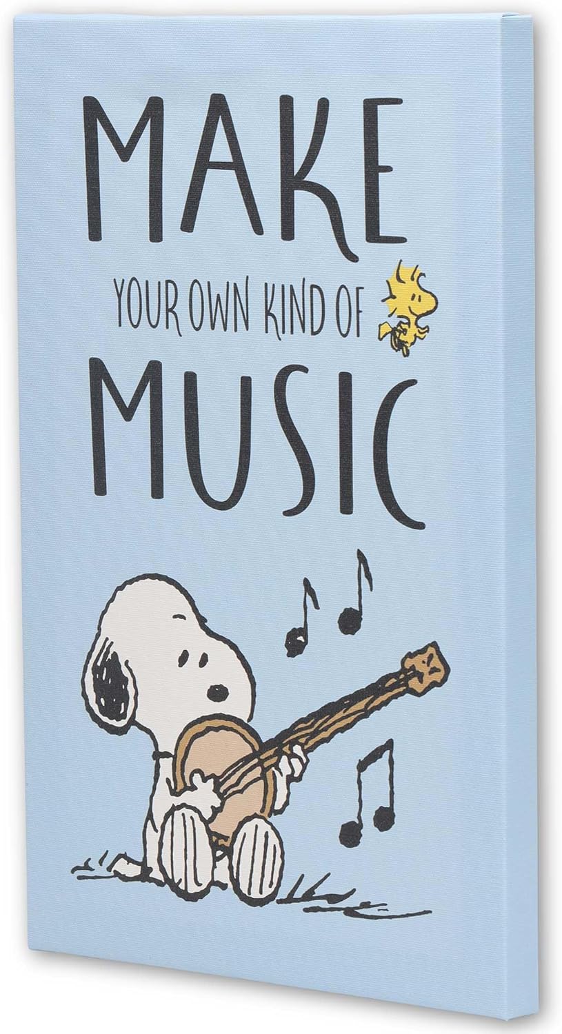 Open Road Brands Peanuts Snoopy Make Your Own Music Gallery Wrapped Canvas Wall Decor - Fun Snoopy Picture for Home or Classroom