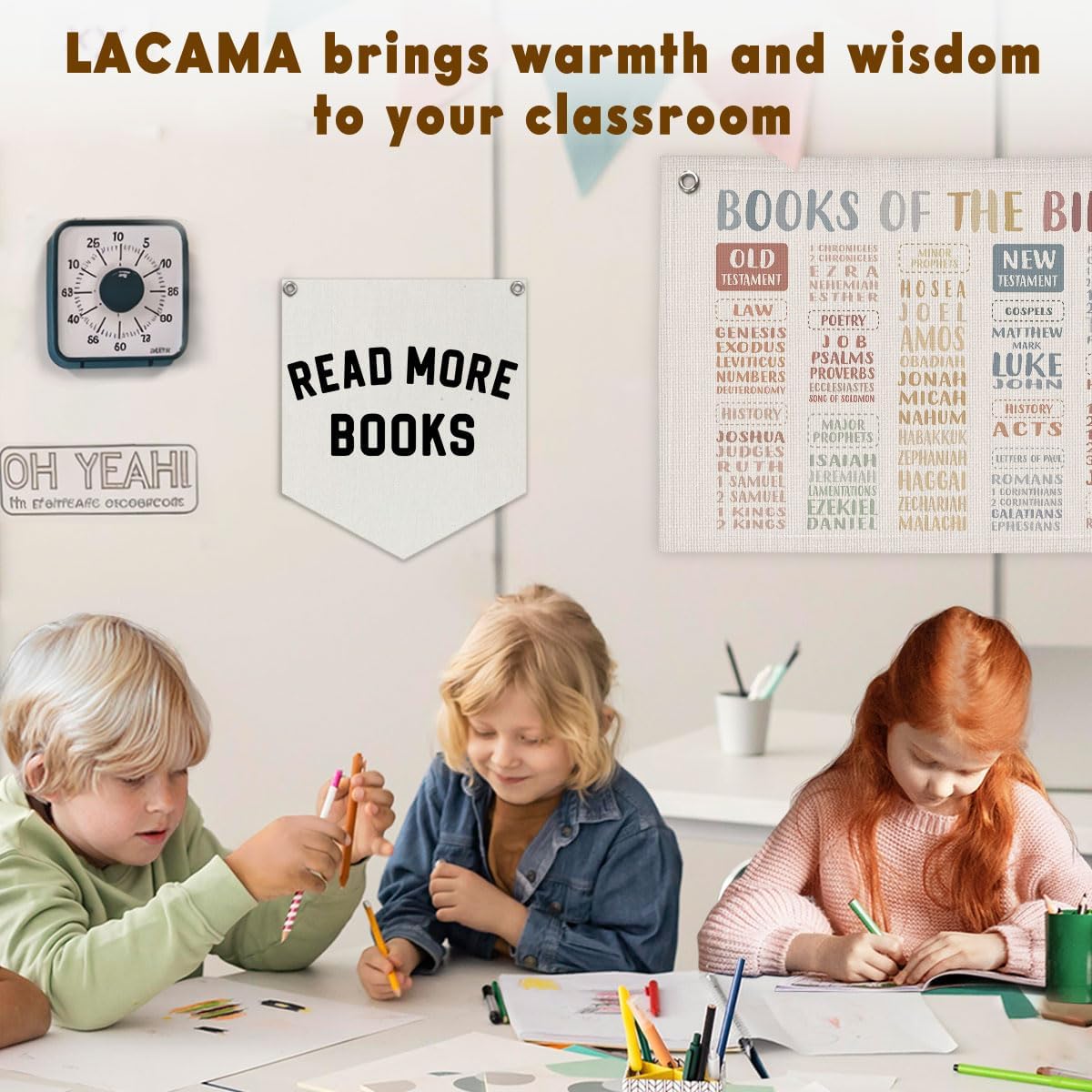 Lacama Reading Corner Decor for Classroom，Read More Books Linen Banner,Read Sign Wall Hanging Banner Pennant Flag Decor for Homeschool Nursery Playroom Toddler Nursery Decor College Dorm Room,12.4x14 in