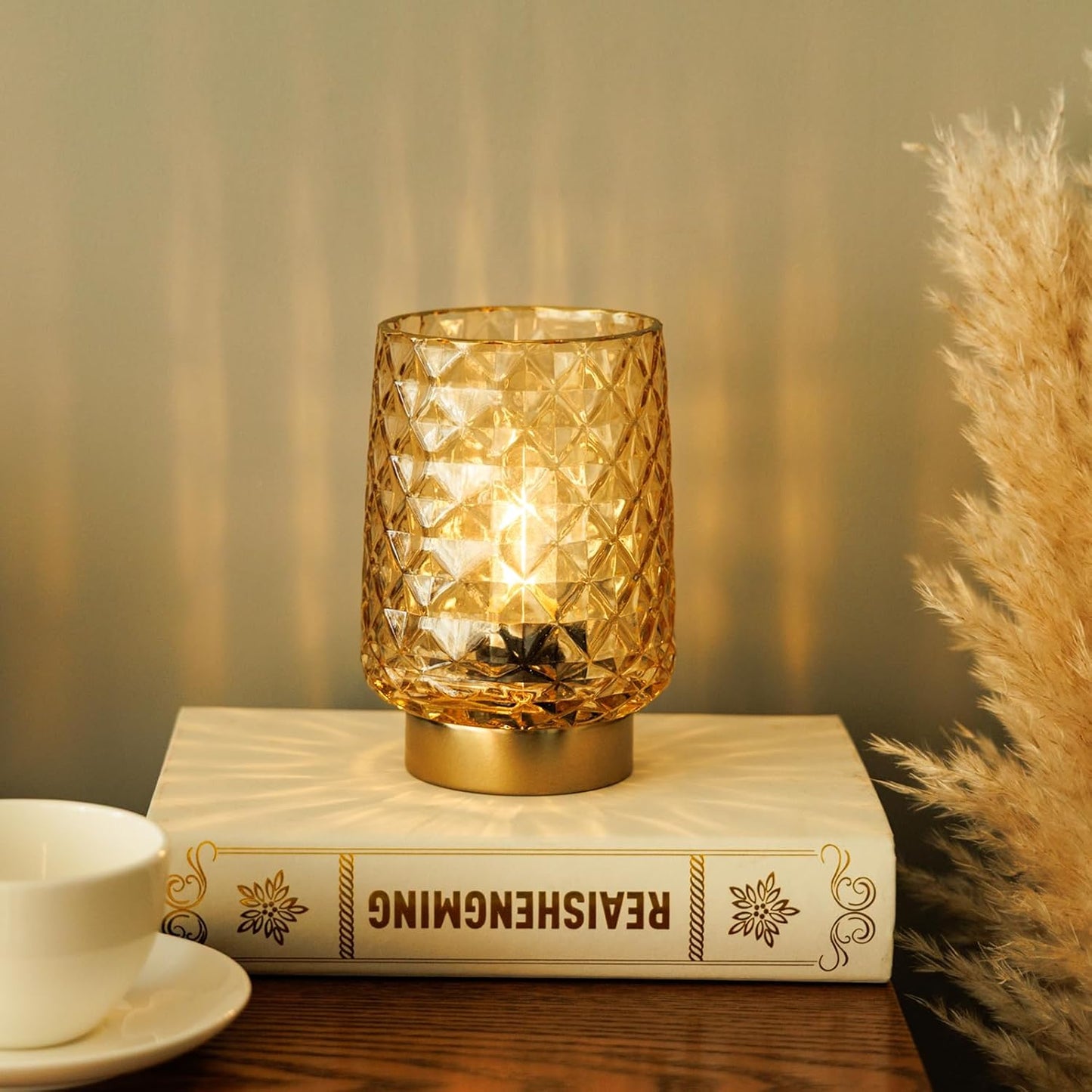 MJ PREMIER Battery Operated Lamp with Timer Small Cordless Lamps Cordless Table Lamp Beside Lamps Modern Touch Night Light for Home Decor, Bedside, Kitchen, Shelf, Hallway, Emergency, Gift Amber