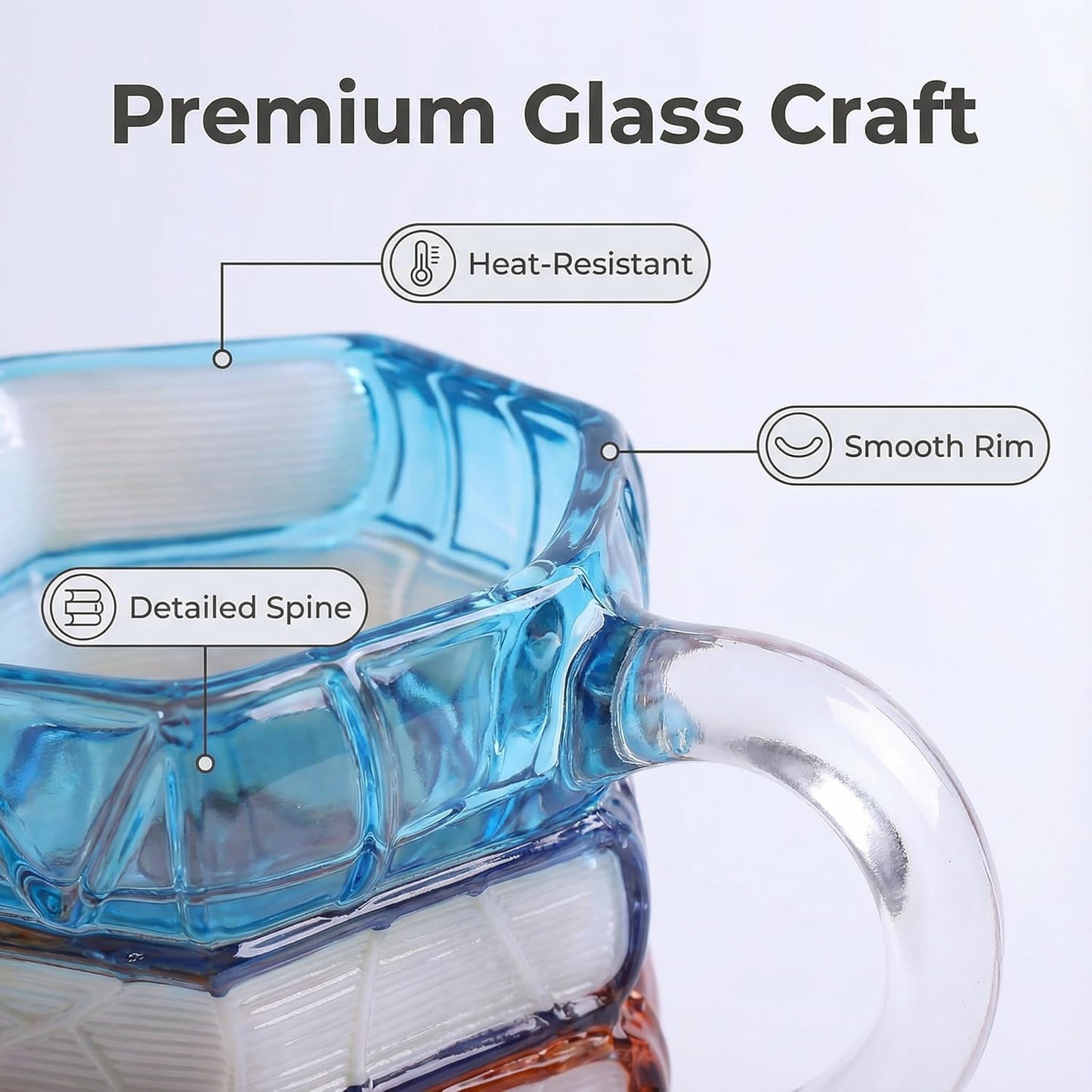 3D Painted Book Glass Coffee Mug, Heat-Resistant Colorful Cup, Christmas Gift for Book Lovers, Readers, Writers, Librarians