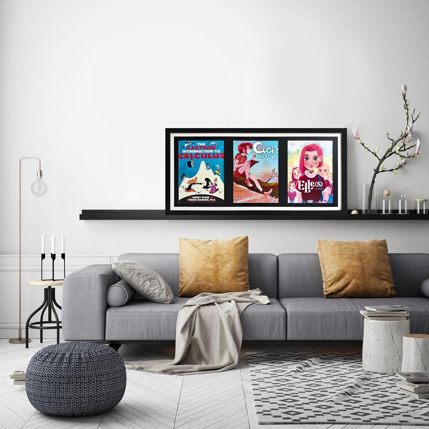 Comic Book Storage,Comic Book Shadow Box,3 Magazine Display Stand,Wooden Comic Book Fame,Sports Magazine Frame for 8.5'' x 11.25'' Comics/Magazines, with Black Core Matting, with Installed Hangers.
