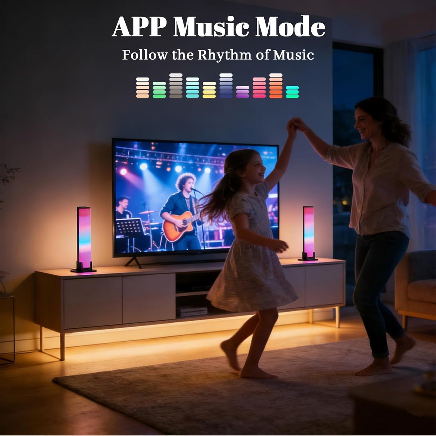RGB Light Bar WiFi TV Backlight, Multicolor LED Game Light with App Control, Dimmable Color Changing Desktop Atmosphere Lamp for Home Office Bedroom Gaming Room