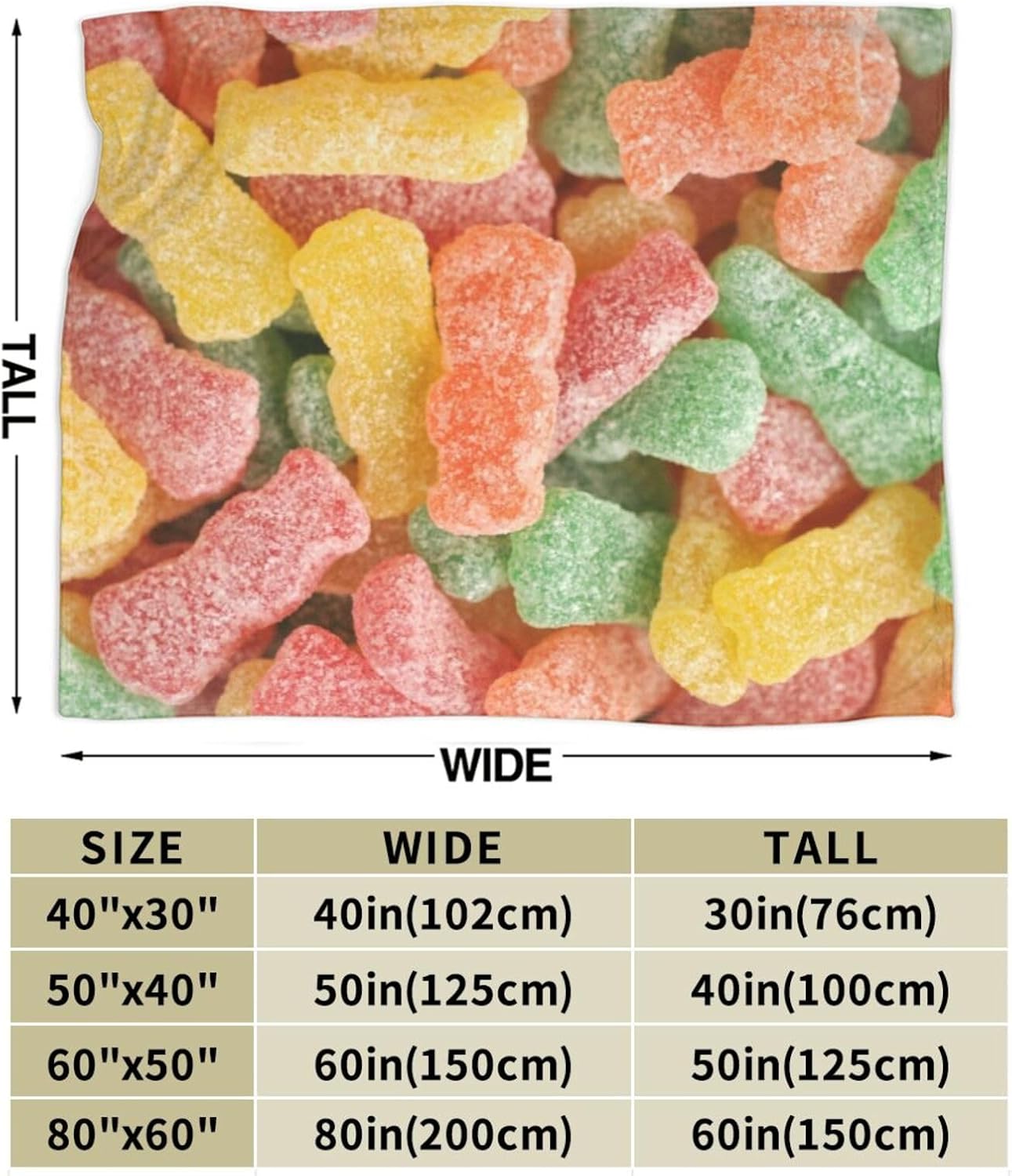 Pindola Candy Throw Blanket Warm Lightweight Soft Cozy Warm Home Decoration 60"x50" for Teen