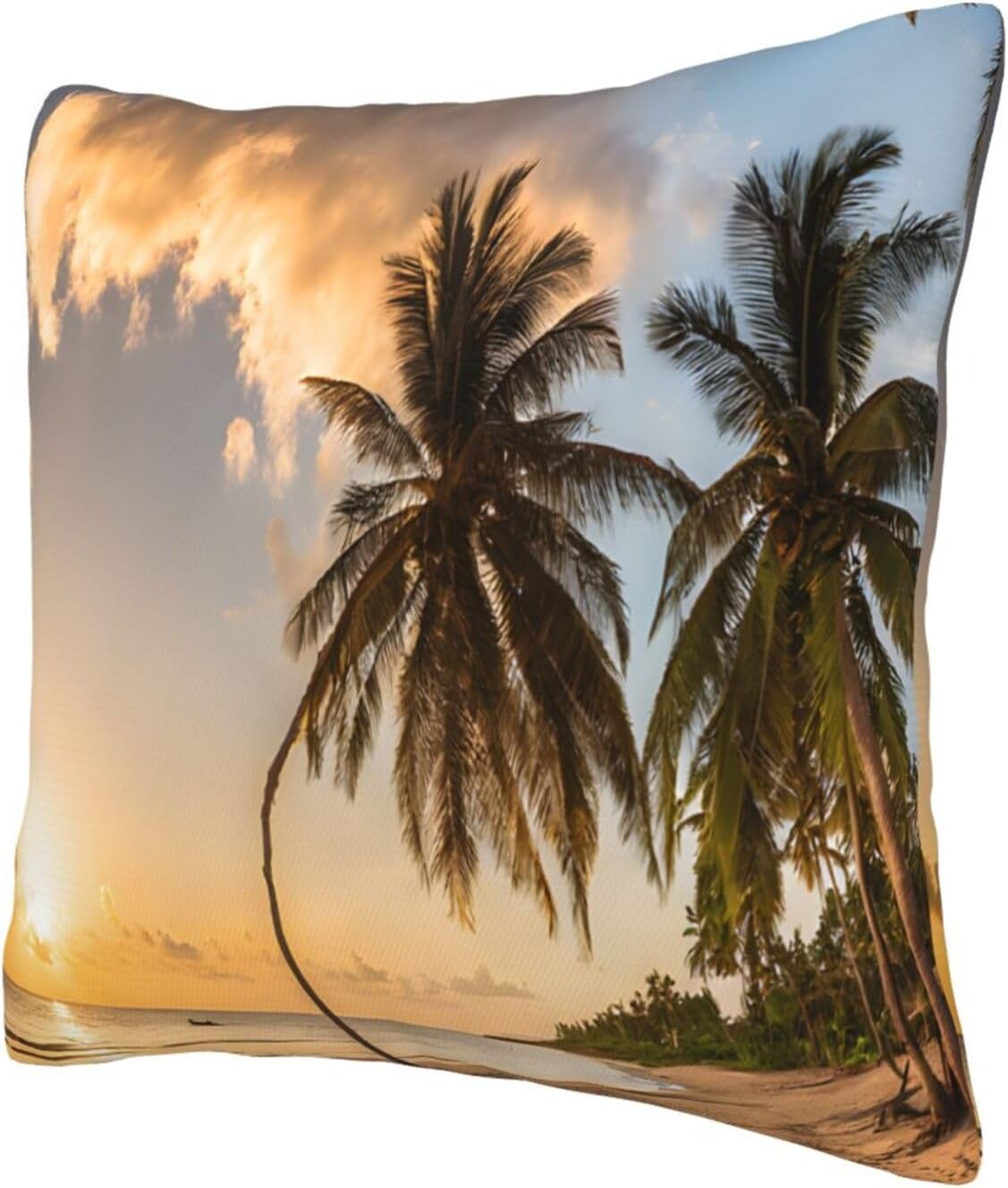 All-Season Square Pillow Covers 18"X18", Sunset Hawaiian Palm Tree, Decorative Throw Pillow Covers For Sofa Bed Couch, Hidden Zipper Cushion Cover, Square Lumbar & Accent Pillowcases For Home Decor