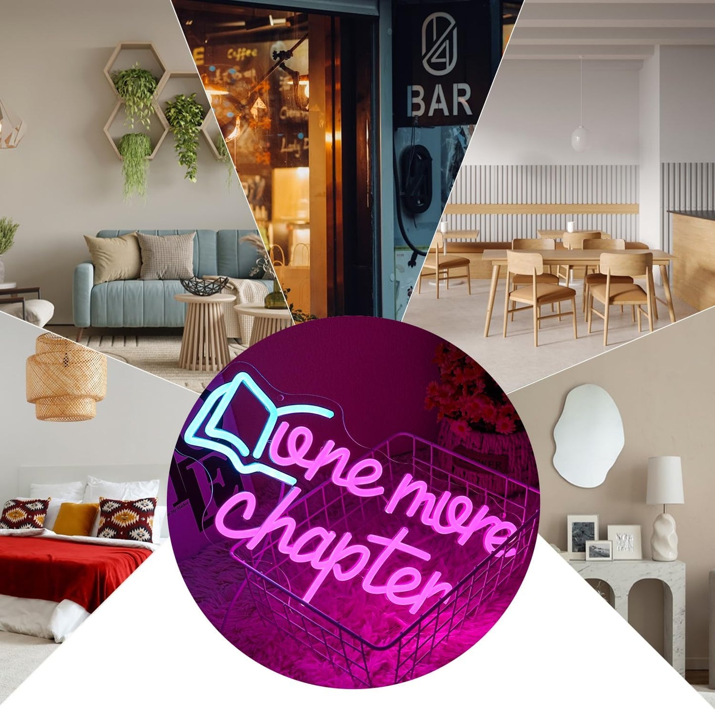One More Chapter Neon Sign Read Book Neon Light for Wall Decor Dimmable Pink Letter Reading LED Neon Sign for Study,Library,Book Shop,Classroom Decoration