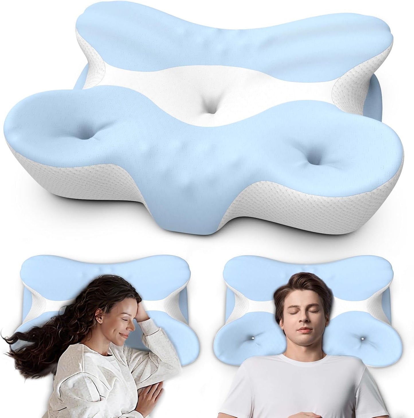 Memory Foam Cervical Pillow for Neck Pain Relief - Ergonomic Contour Pillow for Side, Back & Stomach Sleepers, Orthopedic Neck Support with Cooling Pillowcase