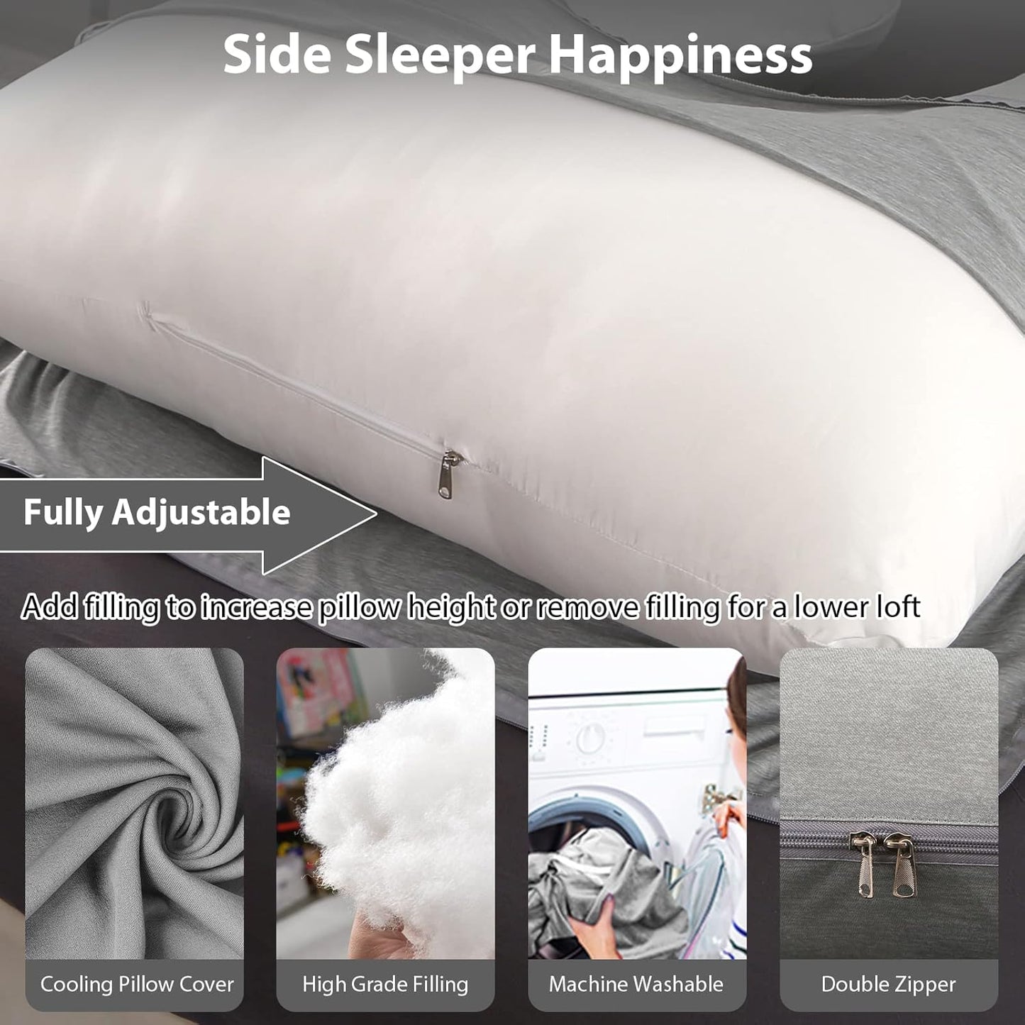 BATTOP Pregnancy Pillows for Sleeping,Full Body Maternity Pillow with Cooling Cover,Support for Back,Hips,Legs,Belly for Pregnant Women,Pregnancy Must Haves