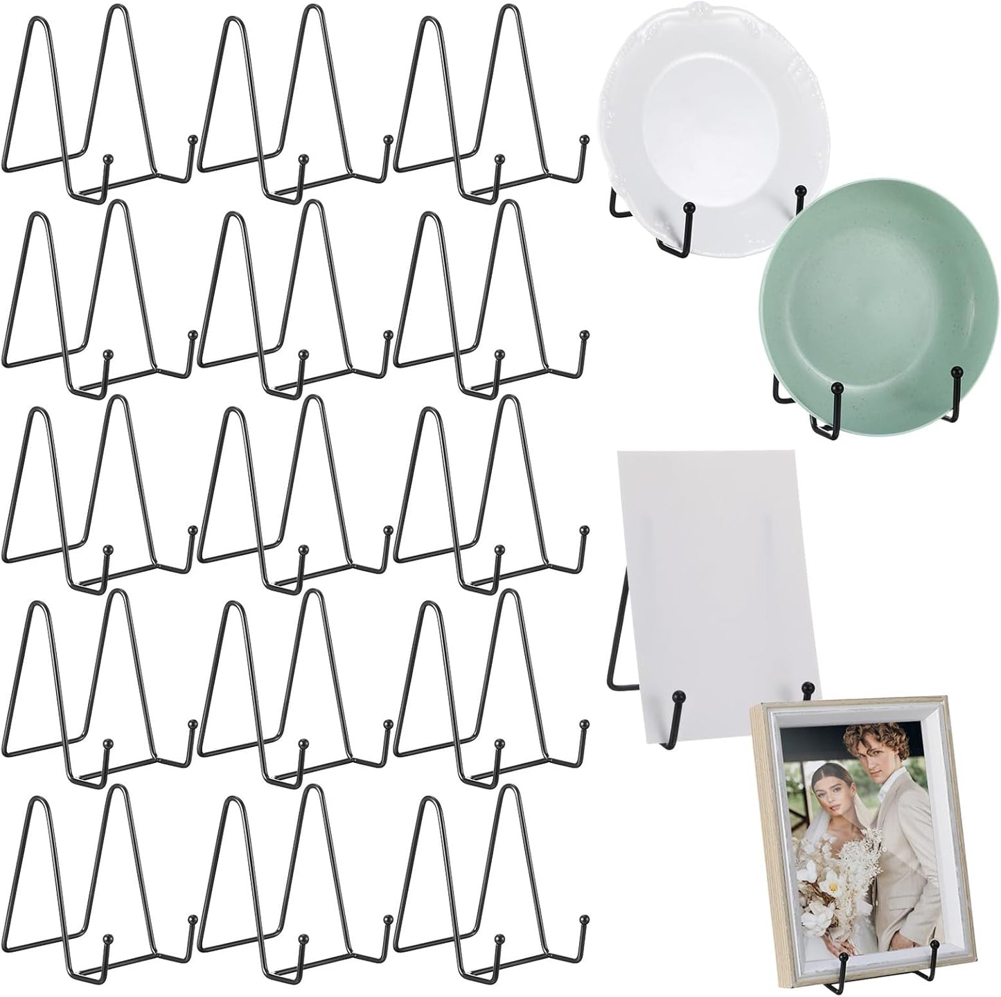 18 Pcs 4.5in Plate Stands for Display, Gold Metal Plate Book Holders Small Easels for Displaying Book Display Stand for Picture Frames, Books, Photo, Decorative Platters, and Tabletop Art