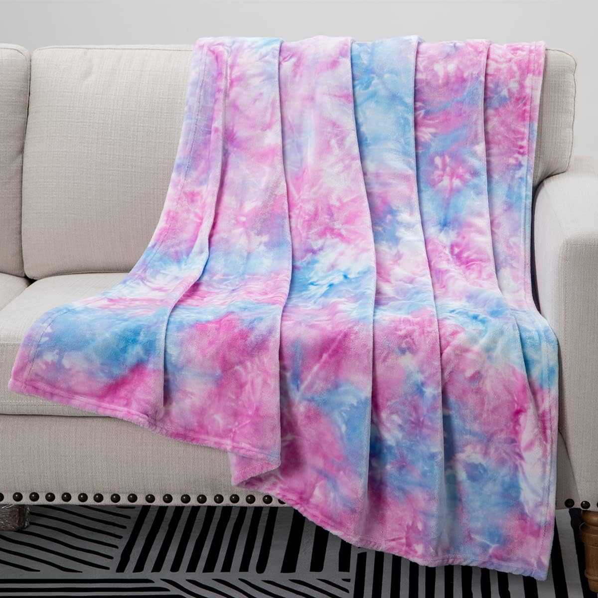 COCOPLAY W Throw Blanket for Couch (Multi-Purple, Throw（50''×60''）)