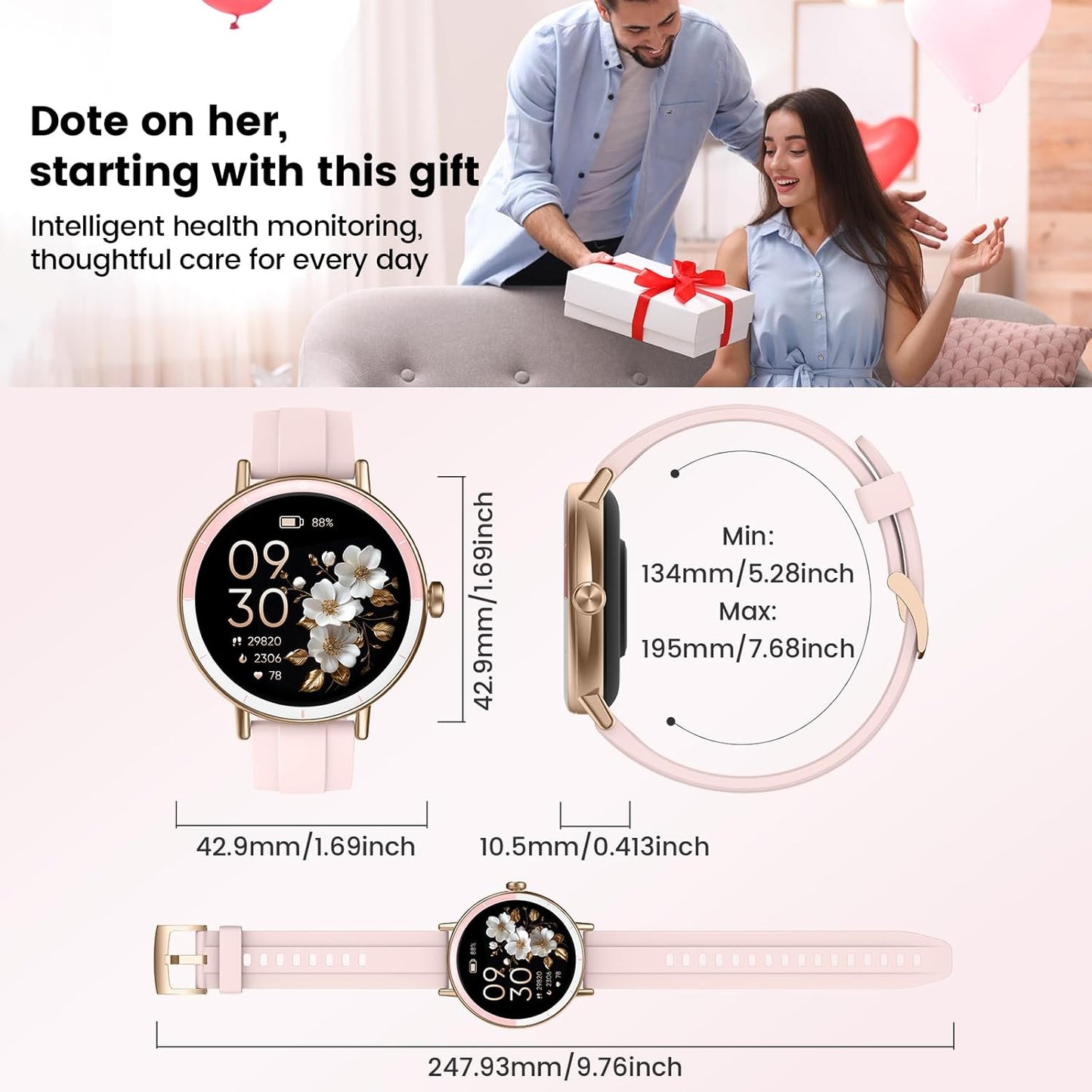 Smart Watches for Women, 1.27" HD Fitness Tracker with Bluetooth Calls(Answer&Make) IP68 Waterproof Smartwatch Compatible IOS/Android, 100+ Sport Modes Watch with Heart Rate/Sleep Monitor Pedometer