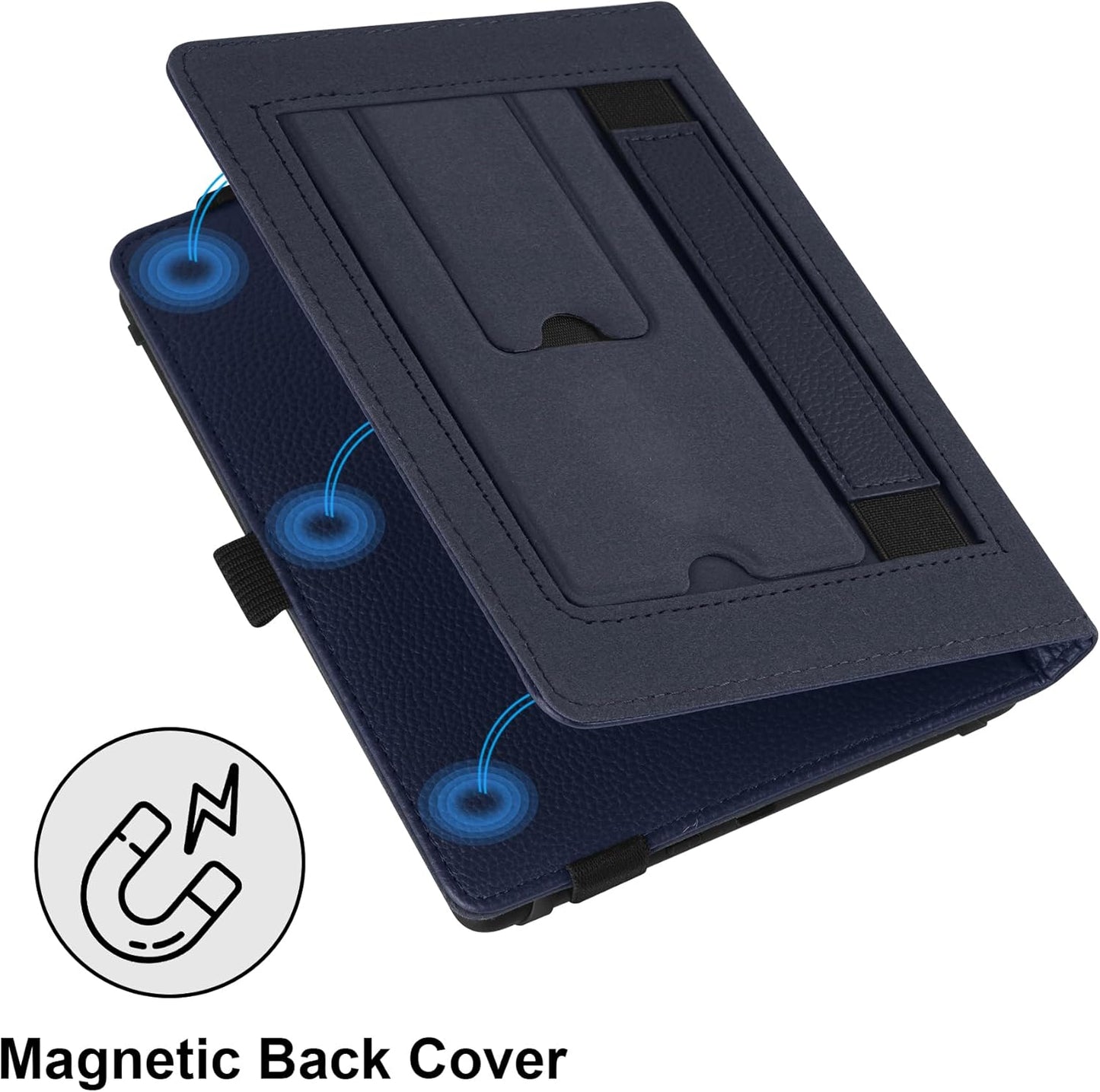 Universal Case for 6",6.8" eReaders,Folio Cover with Handstrap and 2 Foldable Stand Compatible with Kindle Paperwhite/Kobo/Tolino/Pocketook/Sony 6-6.8inch ebook Reader,Navy Blue