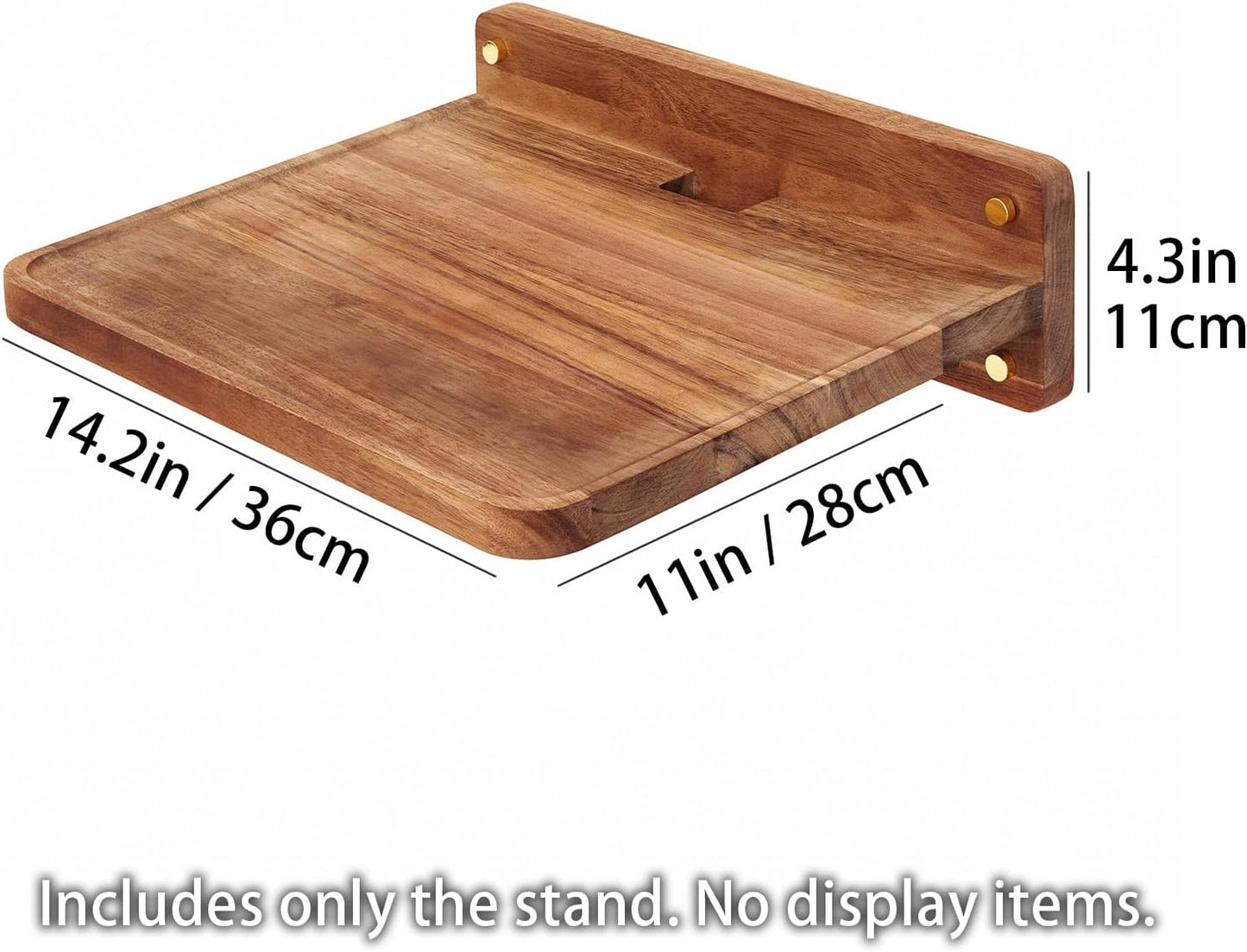 SARUFO Acacia Wood Projector Shelf for Wall Mount, 14.2" x 11" Floating Shelf & Rack Holder for Router, Modem, Cable Box, Compatible with Gaming Consoles Copyright Patent