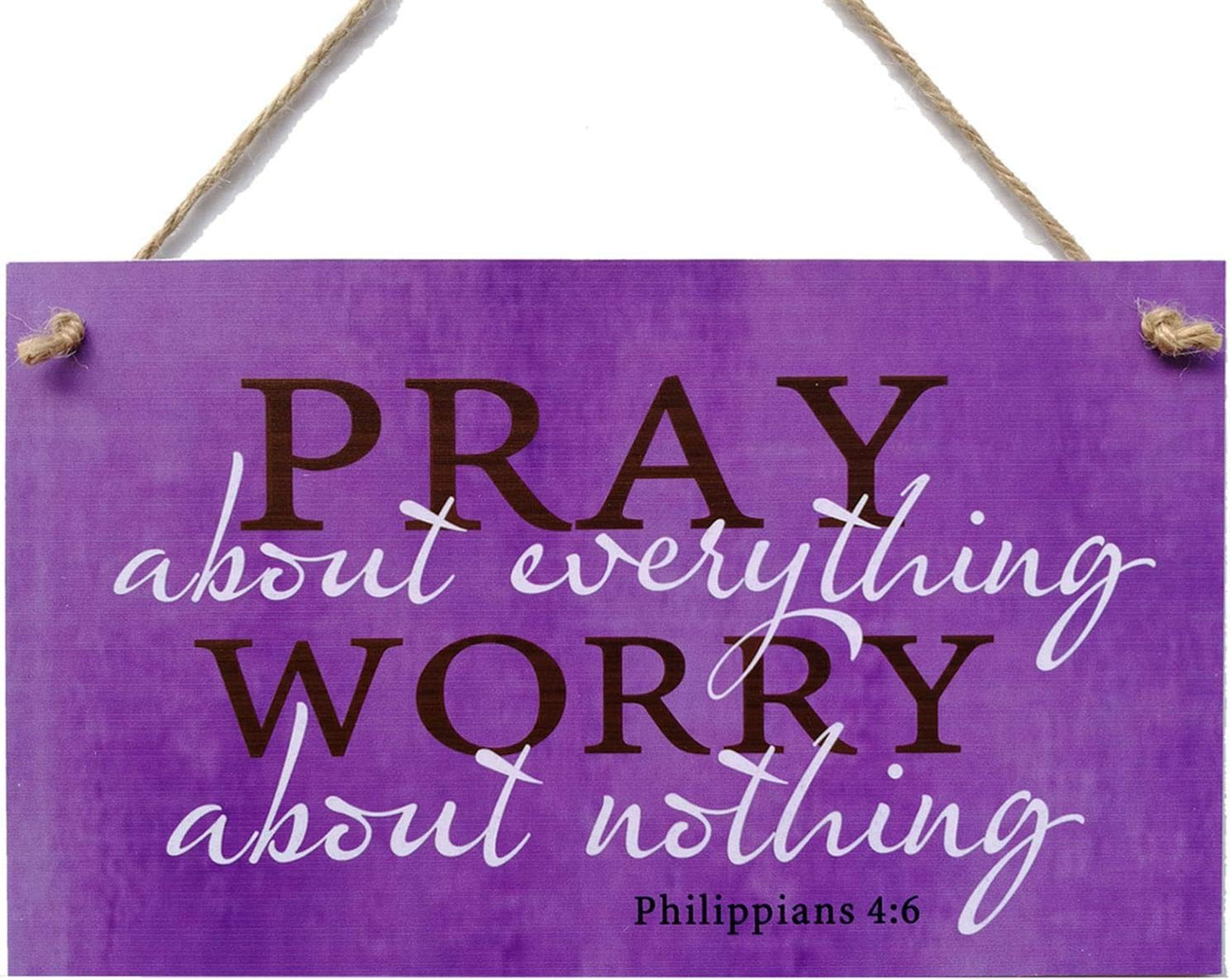 Meijiafei Pray About Everything Worry About Nothing Faith Religious God Christian Prayer Gift Sign 6" x 10"