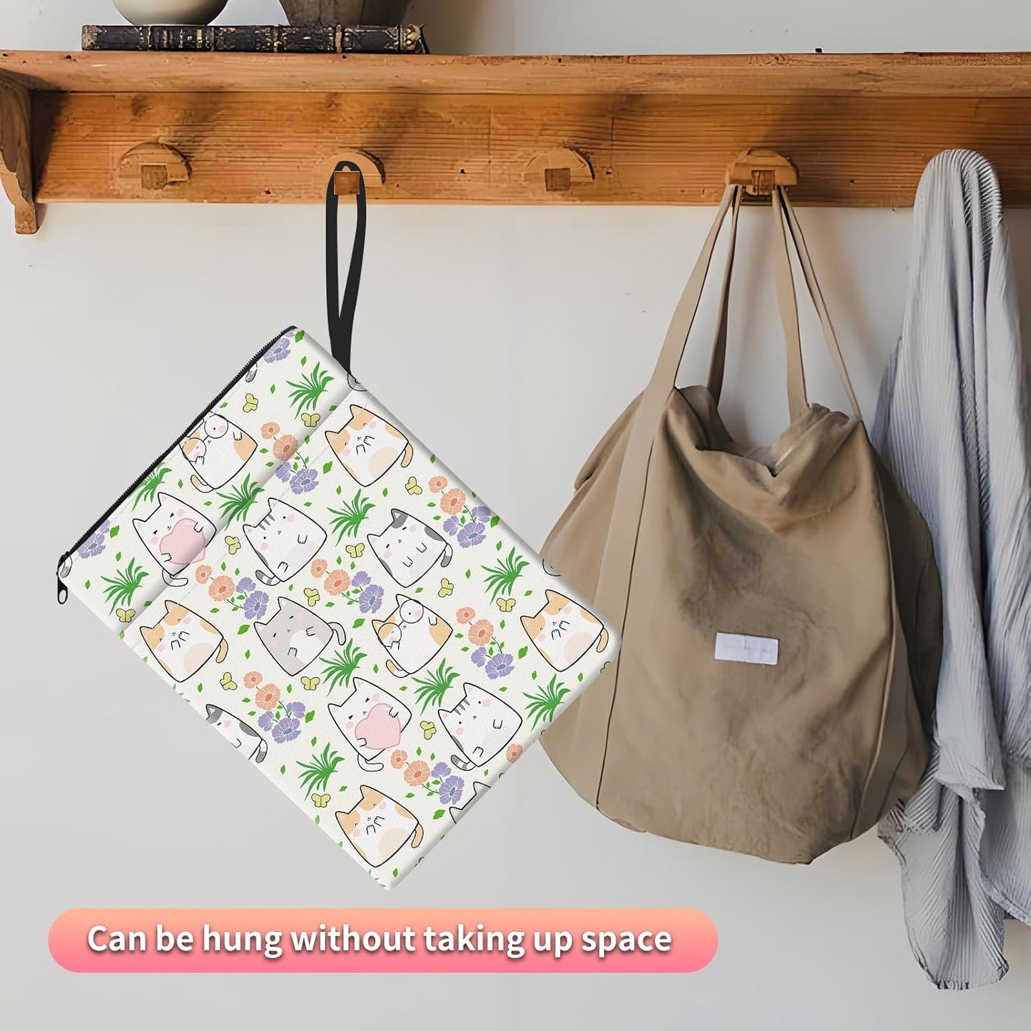 Book Sleeve for Book Lovers, Travel Book Protector Pouch with Zipper & Front Pocket Cute Book Cover Case Book Accessories for Women Men Cute Cats