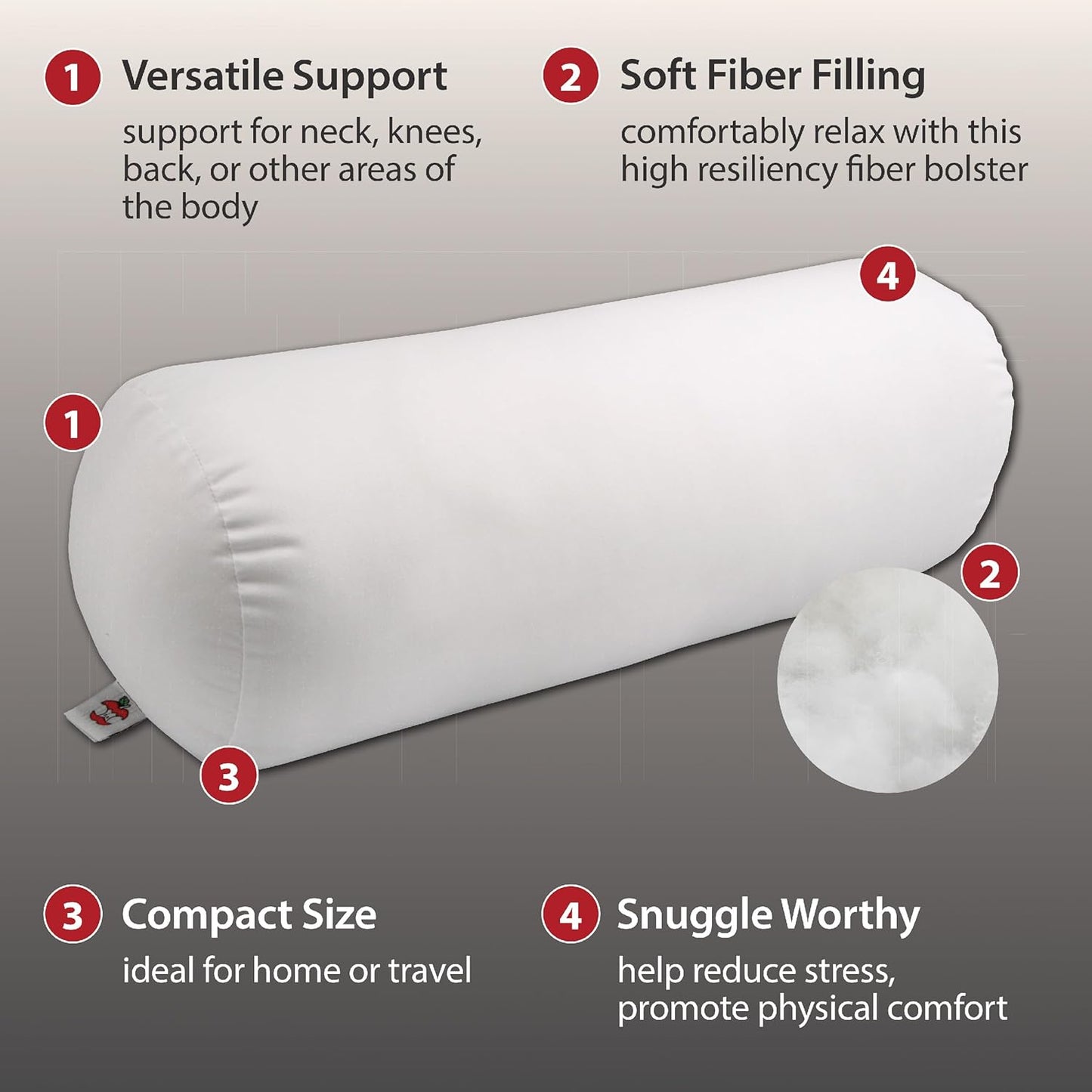 Core Products Jackson Roll Orthopedic Bolster Pillow - Neck, Back, Leg, Knee & Arm Support – Cervical & Lumbar Roll for Pain Relief, Spinal Alignment & Travel Comfort for Bed or Chair