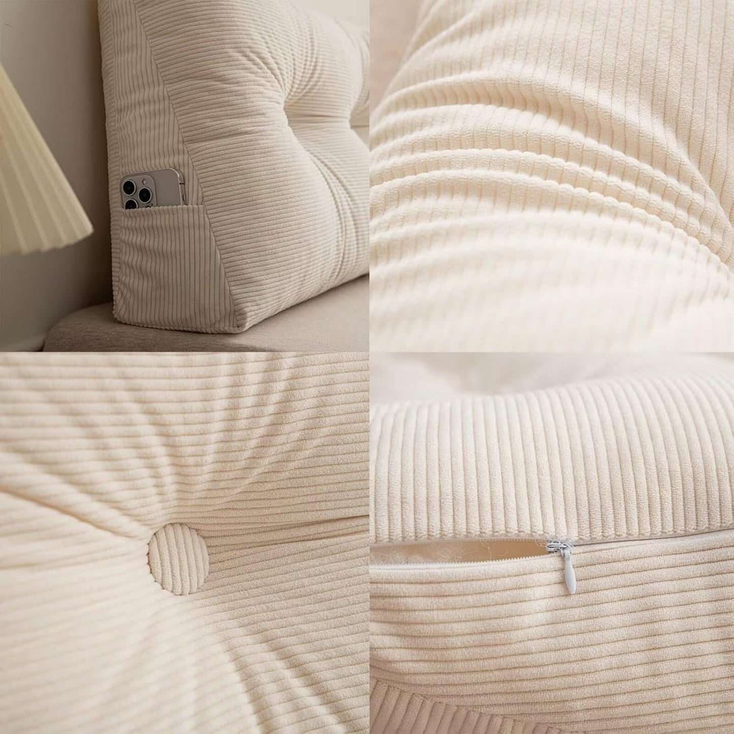 Triangular Headboard Pillow Twin XL Dorm Soft Orange Bolster Bed Wedge Pillows for Headboard Gap Large Daybed Cushion with Side Pockets (Aque Green, Full ：47x16in)