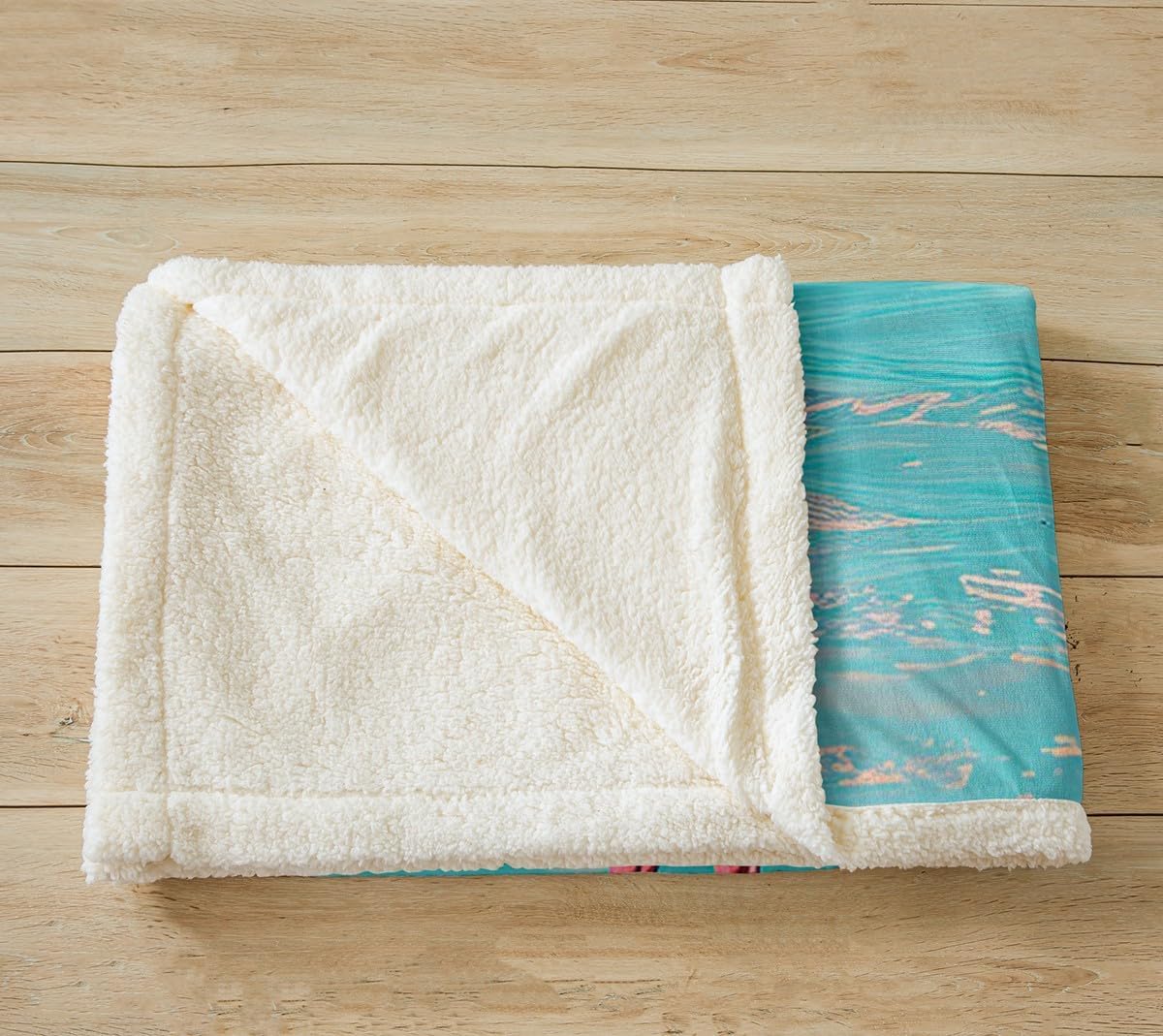 Feelyou Flamingo Sherpa Throw Blanket Bright Animal Plush Blanket Tropical Flamingo Pattern Fleece Blanket for Sofa Bed Couch Teal Ocean Bird Fuzzy Blanket Ultra Soft Room Decor Throw 50"x60"