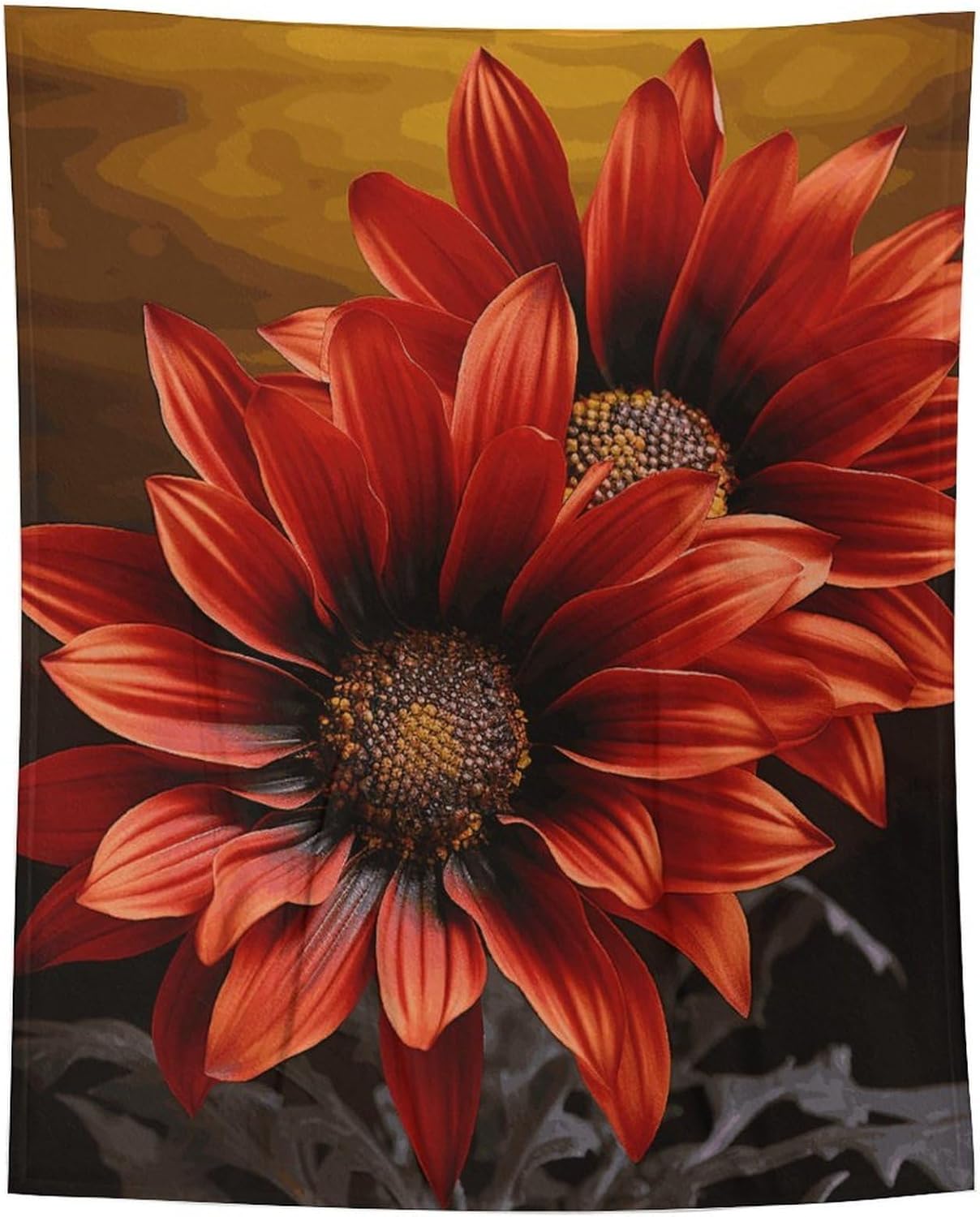 Custom Flannel Fleece Throw Blanket for Adults 40x50 Lightweight Red Sunflower Bedtime Blanket Soft Warm Blankets for Bed Couch Sofa Camping Picnic Wedding Gift Winter Home Decoration