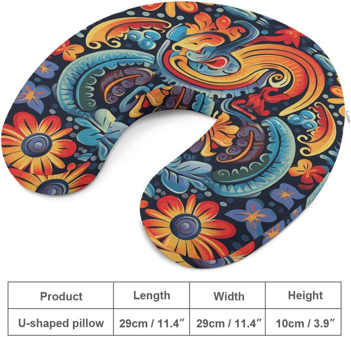 Mexican Neck Pillow Memory Foam U Shaped Pillows Portable Pillows for Shoulder Travel Head Support Pillow with Concealed Zipper for Airplane Car Home Office
