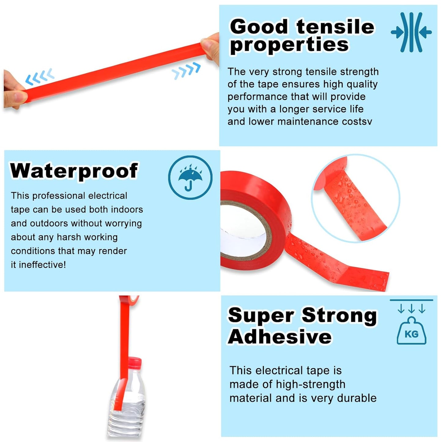 Romeda 9 Pack Coloured Electrical Tape, Electrical Tape Colours Water, Sun, and Oil Resistant, Suitable for Most Domestic, Commercial, and Industrial environments.