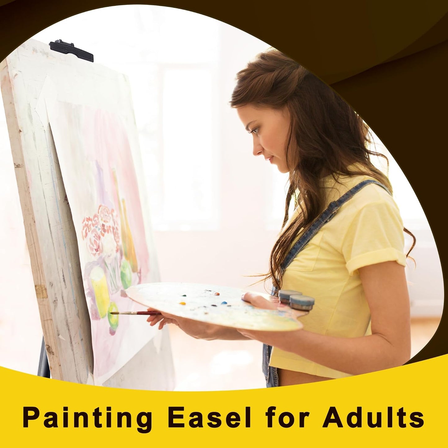 Easel for Painting Art Easel Stand for Adults 17" to 66" Portable Easel Stand for Sign Table Top/Floor Aluminum Metal Easel with Carry Bag Black