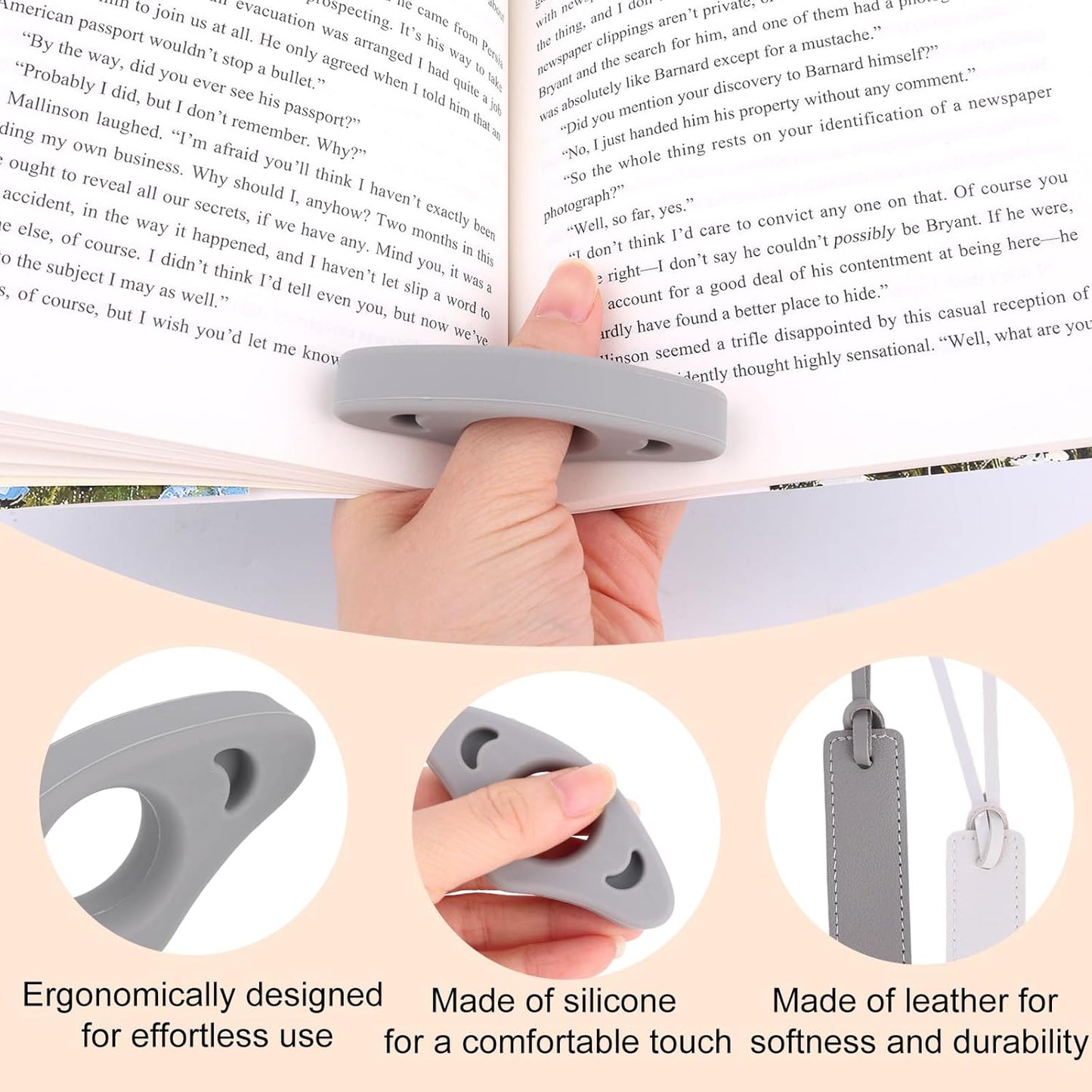 4pcs Book Page Holder Set, Silicone Thumb Page Holder One Handed Finger Read Breathable Waterproof for Reader Bookmark Reading Accessories Gifts for Book Lovers