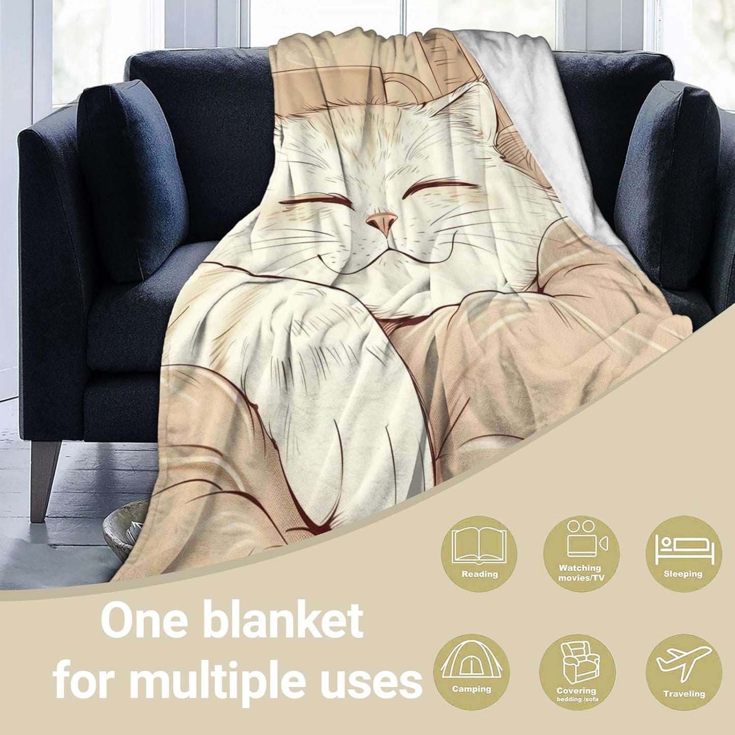 Vintage Mushroom Throw Blanket, Lightweight Warm Flannel Blankets, Home Decor and Gifts, Soft Cozy Throws for Women Adults Kids, 50"X60" for Bed Couch Travel Office