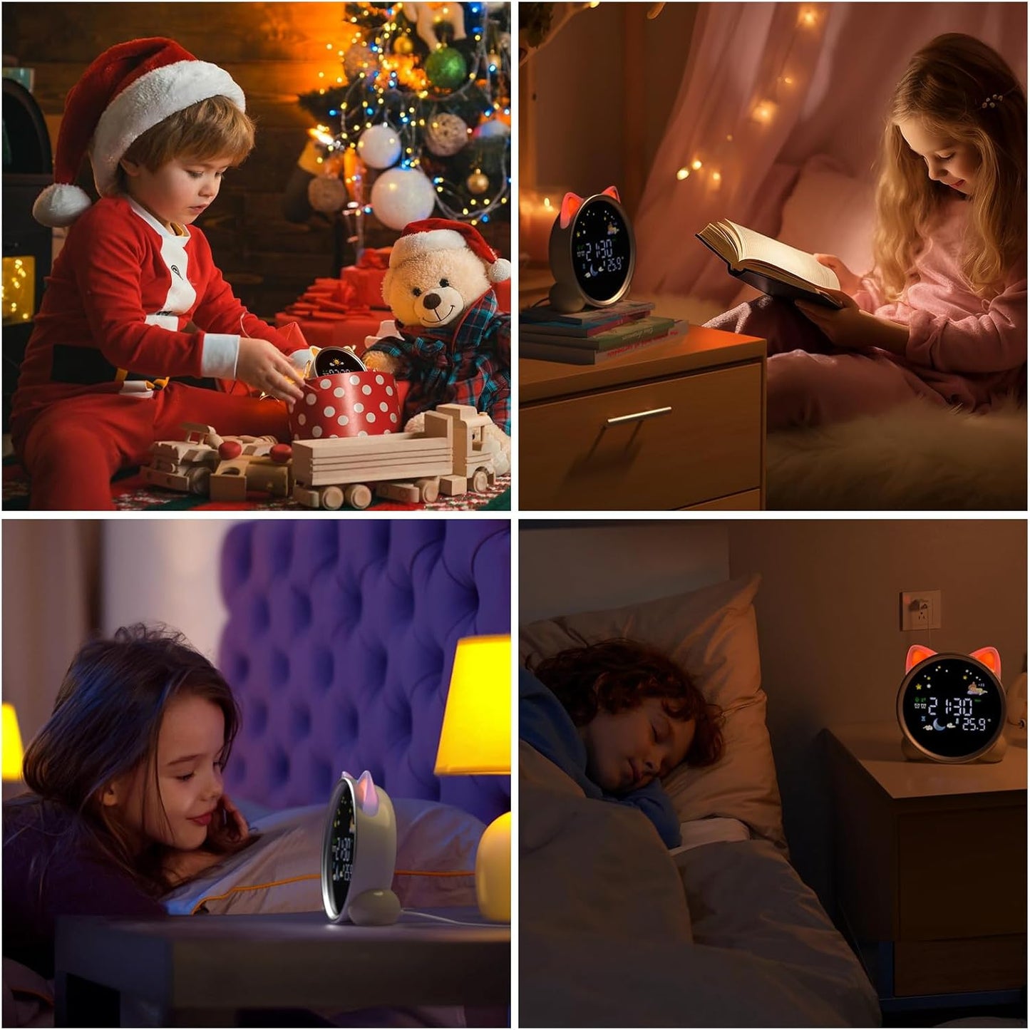 Kids Alarm Clock with Night Light,OK to Wake Clock for Kids,Stay in Bed Clock and Sleep Training,Nap Timer Temperature Detect Cute Kids Room Decor,Gift Ideas for Kids Toddler Boy Girl(Cat)