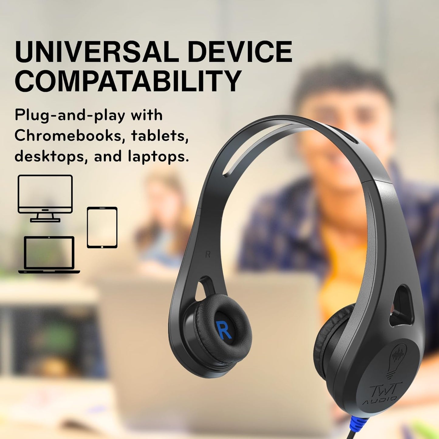 ThinkWrite Technologies / TWT Audio Ergo, TW100 | Premium On-Ear Noise Reducing Ergonomic Black Headphone (3.5MM)