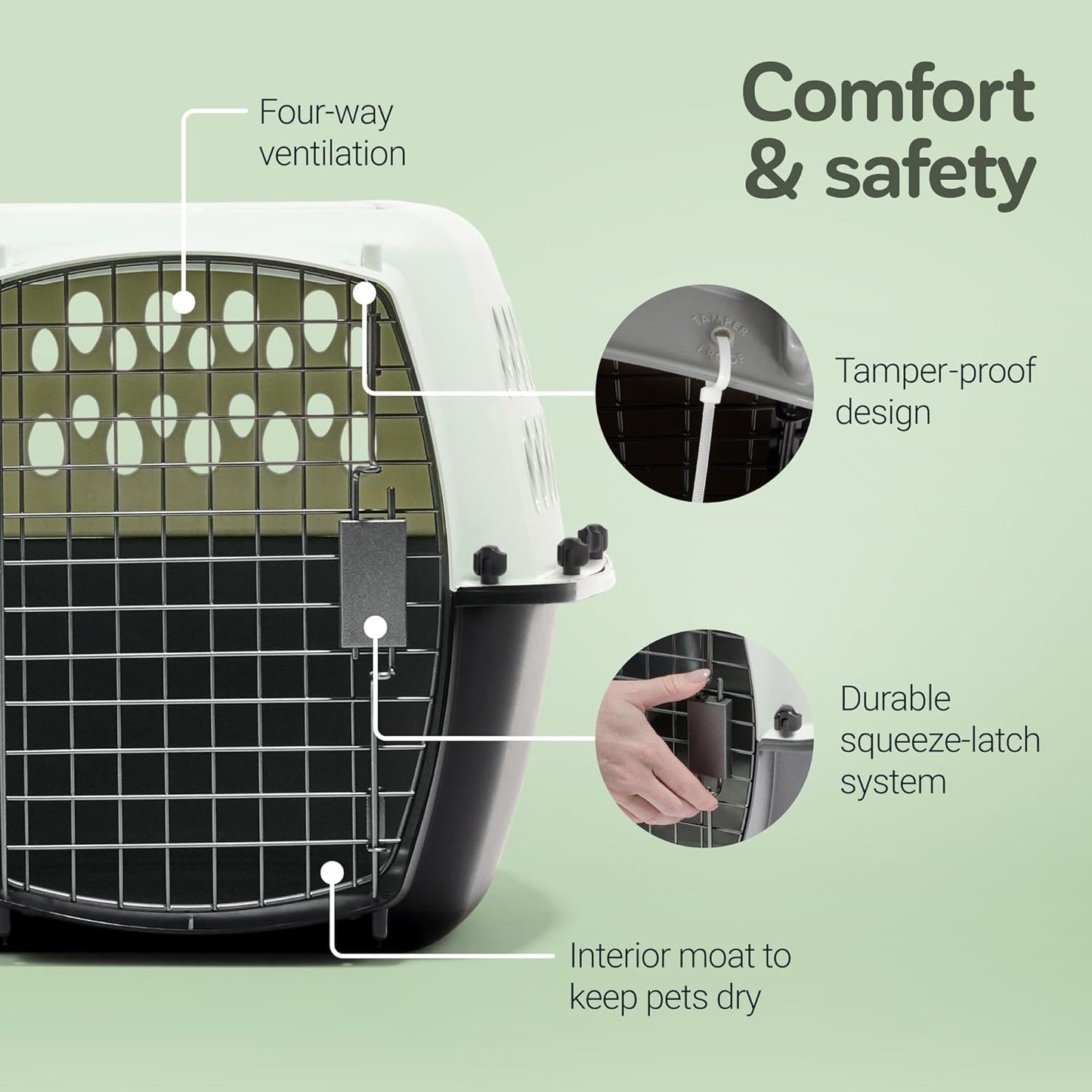 Petmate Pet Porter Fashion Dog Kennel Plastic Crate for Pets 15-20 lbs, Pet Carrier For Home and Travel, Made in USA, 24" L x 14.5" H, Pale Aqua and Black