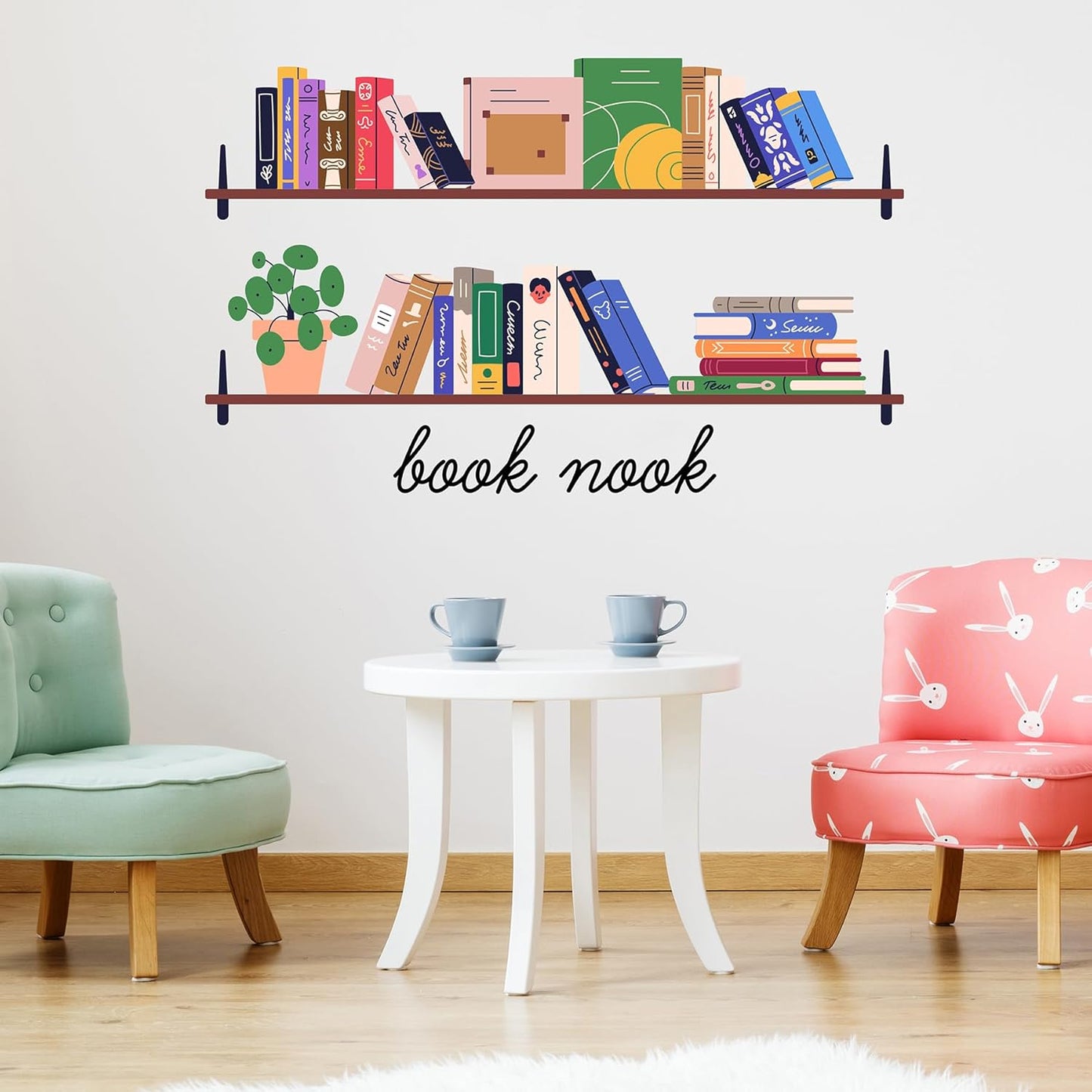 RoomMates Book Nook Shelf Multicolor Wall Decals, RMK5580GM