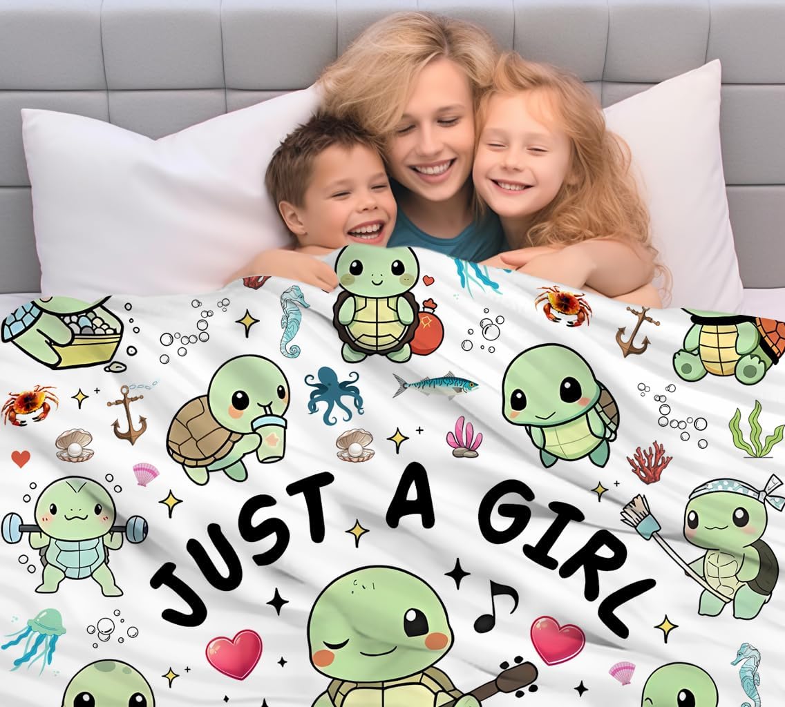 Sea Turtle Blanket Soft Cozy Flannel Turtles Themed Throw Blankes Decor Bedding Gifts for Kids Girls Adults 60"x50"