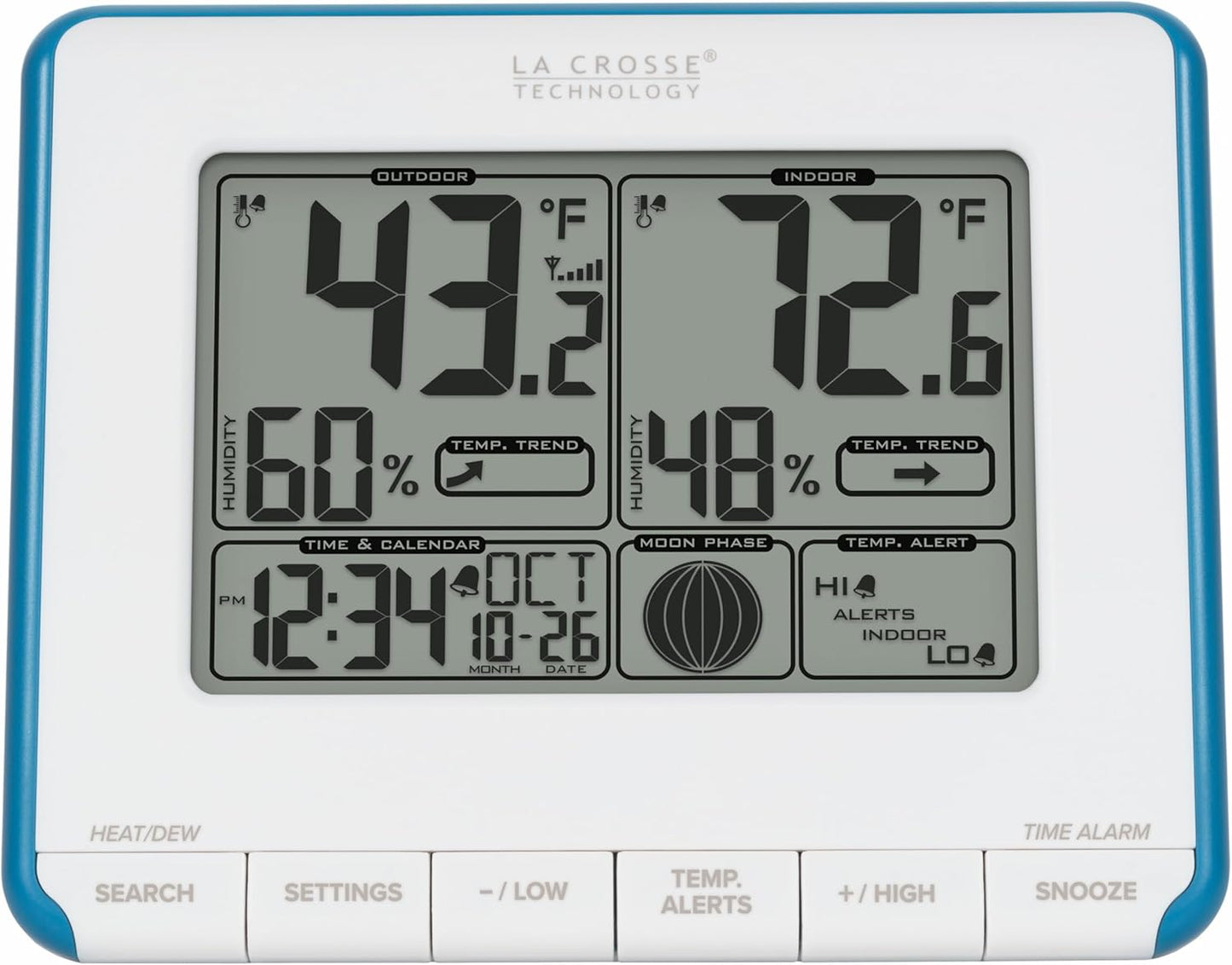 La Crosse Technology 308-1711BL Wireless Weather Station with Heat Index and Dew Point,Teal Blue/White