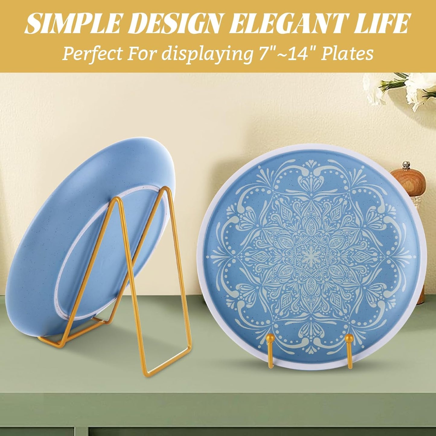 DAJAVE 20 Pack Plate Stands for Display 6 Inch Plate Holders Display Stands, Gold Picture Frame Stand Metal Frame Holder Stands for Book, Small Easel, Decorative Plate, Plaque,Tabletop Art