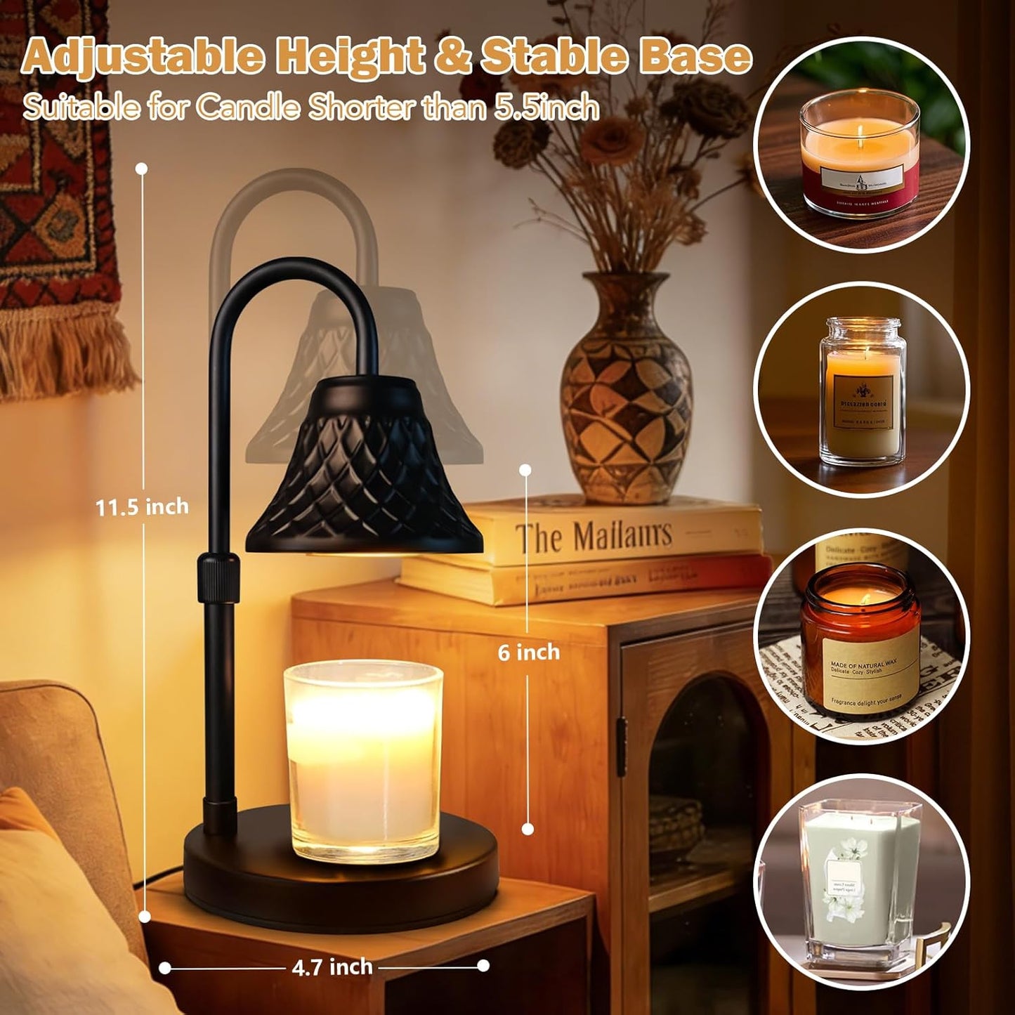 Adjustable Candle Warmer Lamp with Timer: Birthday Gifts for Women fits All Candle Jar Home Decor - Wax Warmer for Scented Wax Gifts for Women