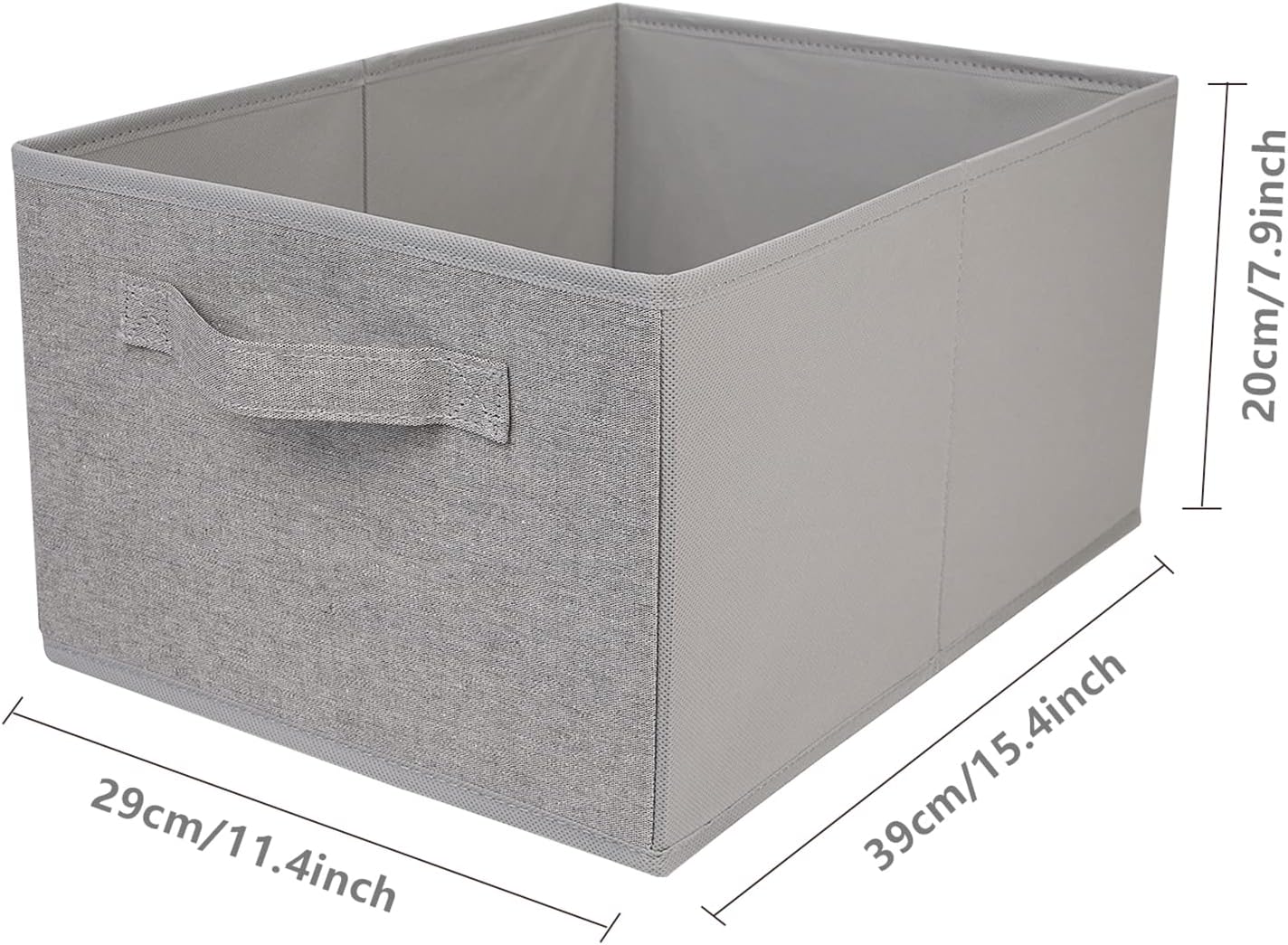 BOMKEE Collapsible Sorage Bins, Storage Cubes Baskets Collapsible Fabric Storage Boxes with Handles for Home and Office (Set of 4, Grey, 15.4 x 11.4 x 7.91inch)
