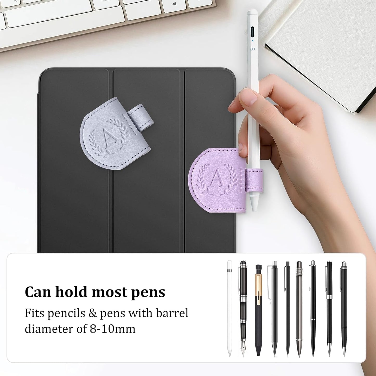 Personalized Magnetic Bookmark Pen Holder, 2 Pcs Letter Custom Book Mark Journal Clip, Gifts for Book Lovers Reading Women, Blue & Purple, Letter A