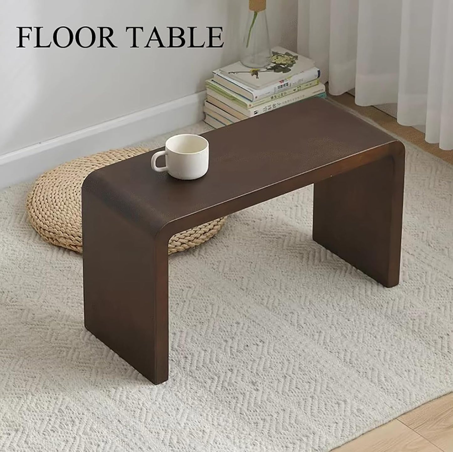 C Shaped End Table for Couch,Solid Wood Couch Side Table Tray,Space-Saving Small Snack Tables for Livingroom Bedroom Entryway Furniture(13.7" D x 9.8" W x 24.4" H, Walnut)