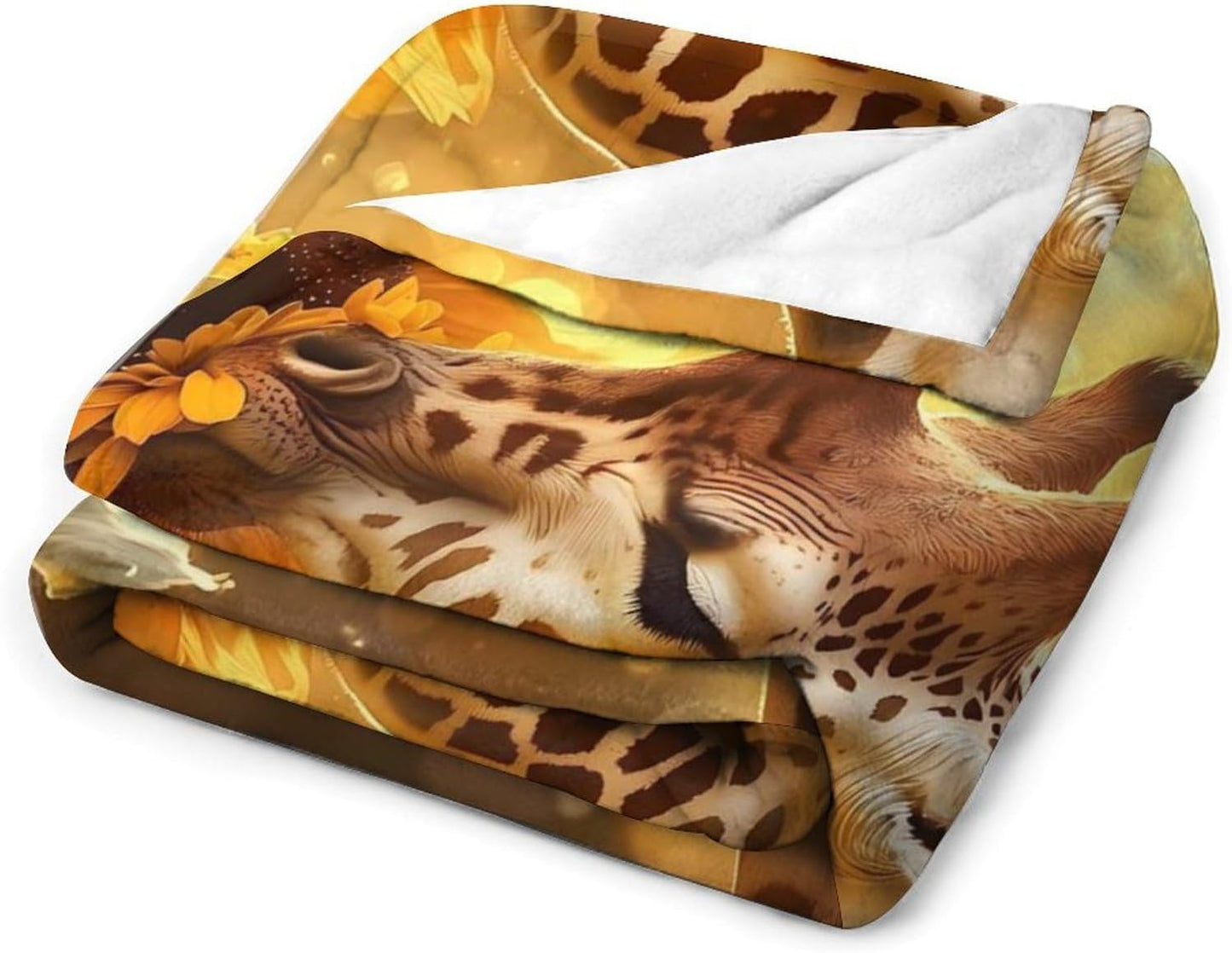 Giraffe and Flower Throw Blanket for Couch Bed Plush Cozy Fuzzy Flannel Blanket for All Season 50"x60"