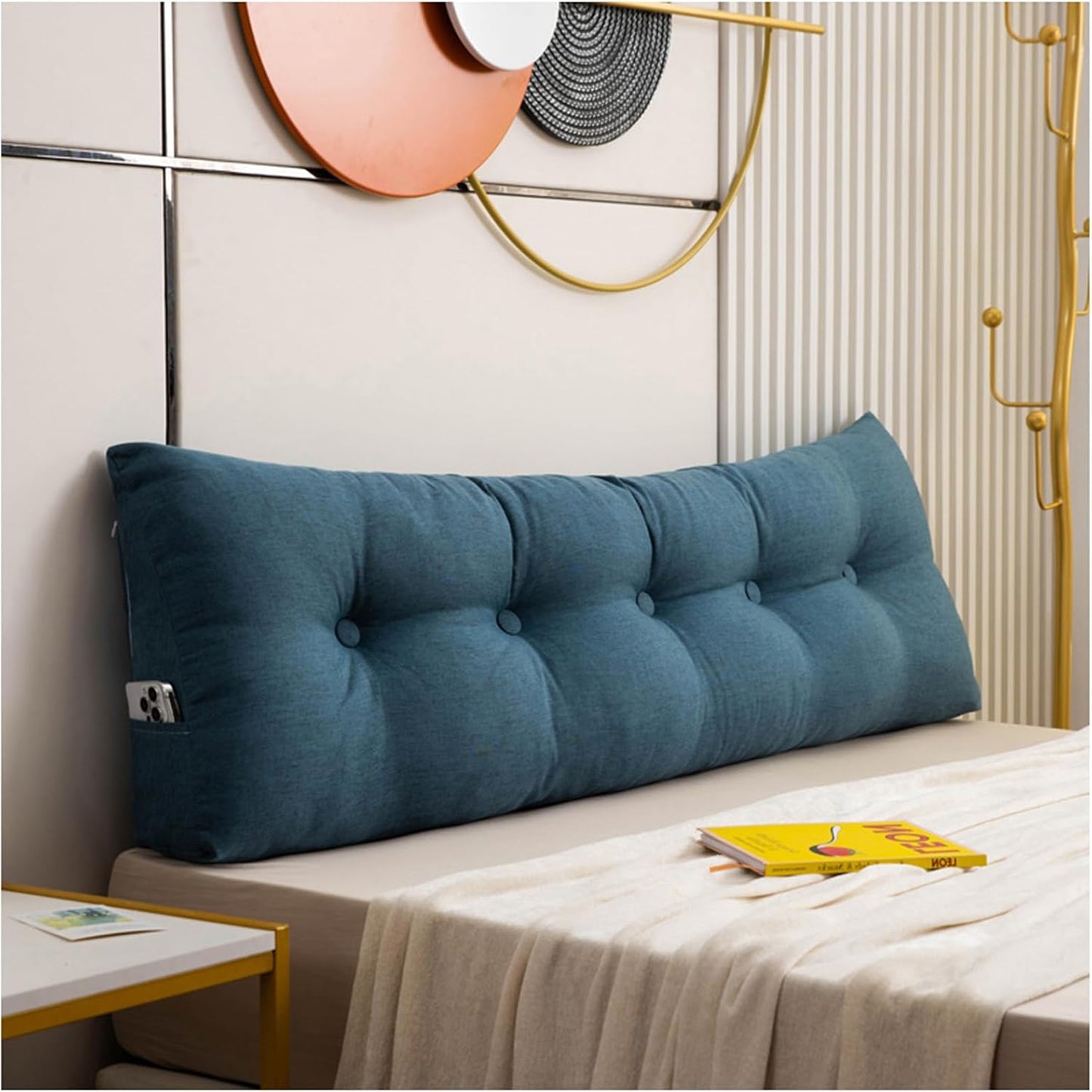 Large Headboard Pillow, Wedge Reading Pillow Bolster for Bed Sofa, Support Bolster Cushion, Backrest Positioning Support Pillow Cushion Resting Reading Relaxing,B,60cm