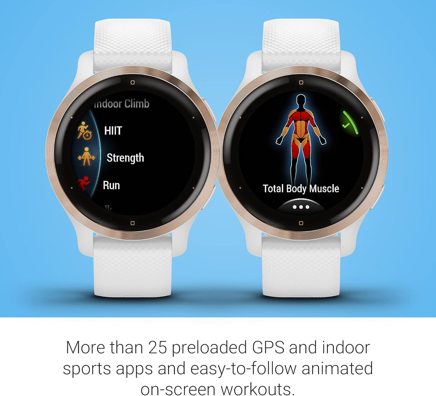 Garmin Venu 2S, Smaller-Sized GPS Smartwatch with Advanced Health Monitoring and Fitness Features, Rose Gold Bezel with White Case and Silicone Band, (010-02429-03)