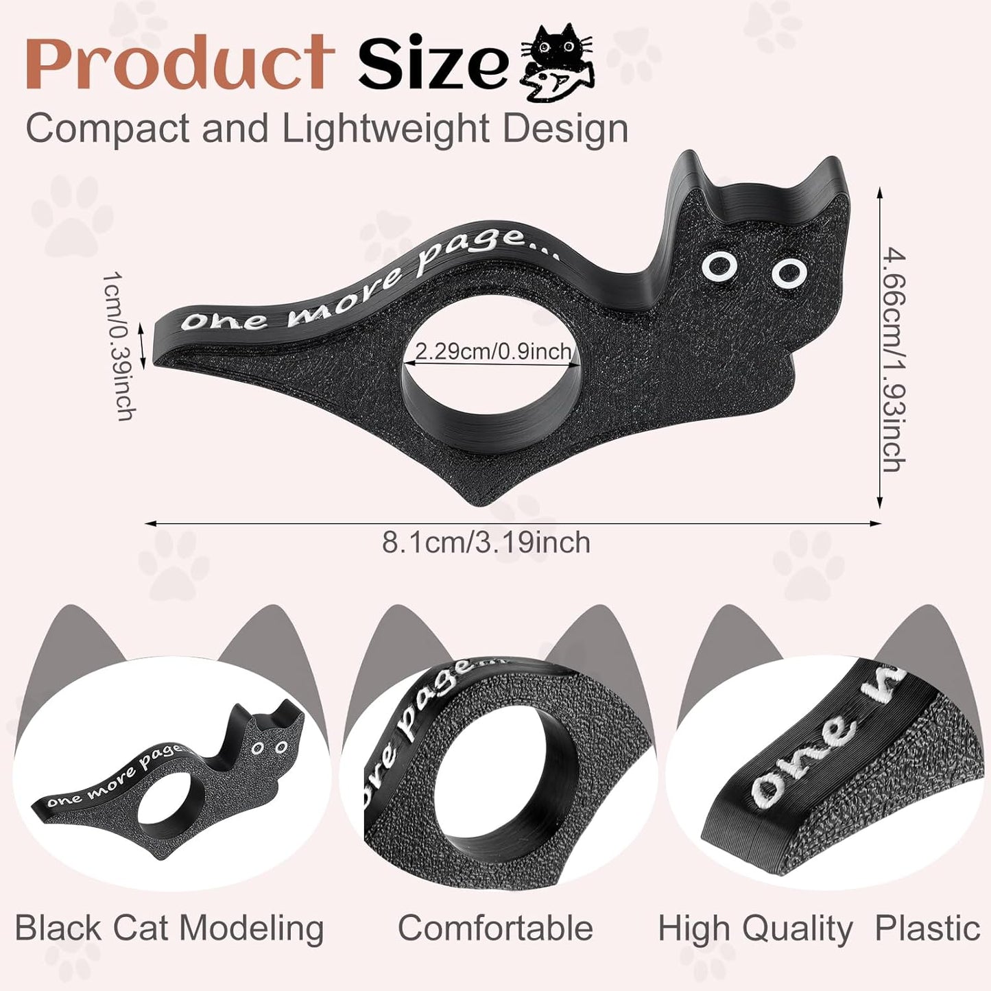 4 Pack Cat Book Page Holder Black Thumb Page Holder for Reading Bookmark Reading Accessories for Bookworms & Literary Gifts Women Teachers Students Readers